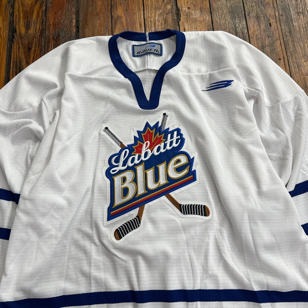 Vintage Bauer Labatt Blue Hockey Jersey Sz XL