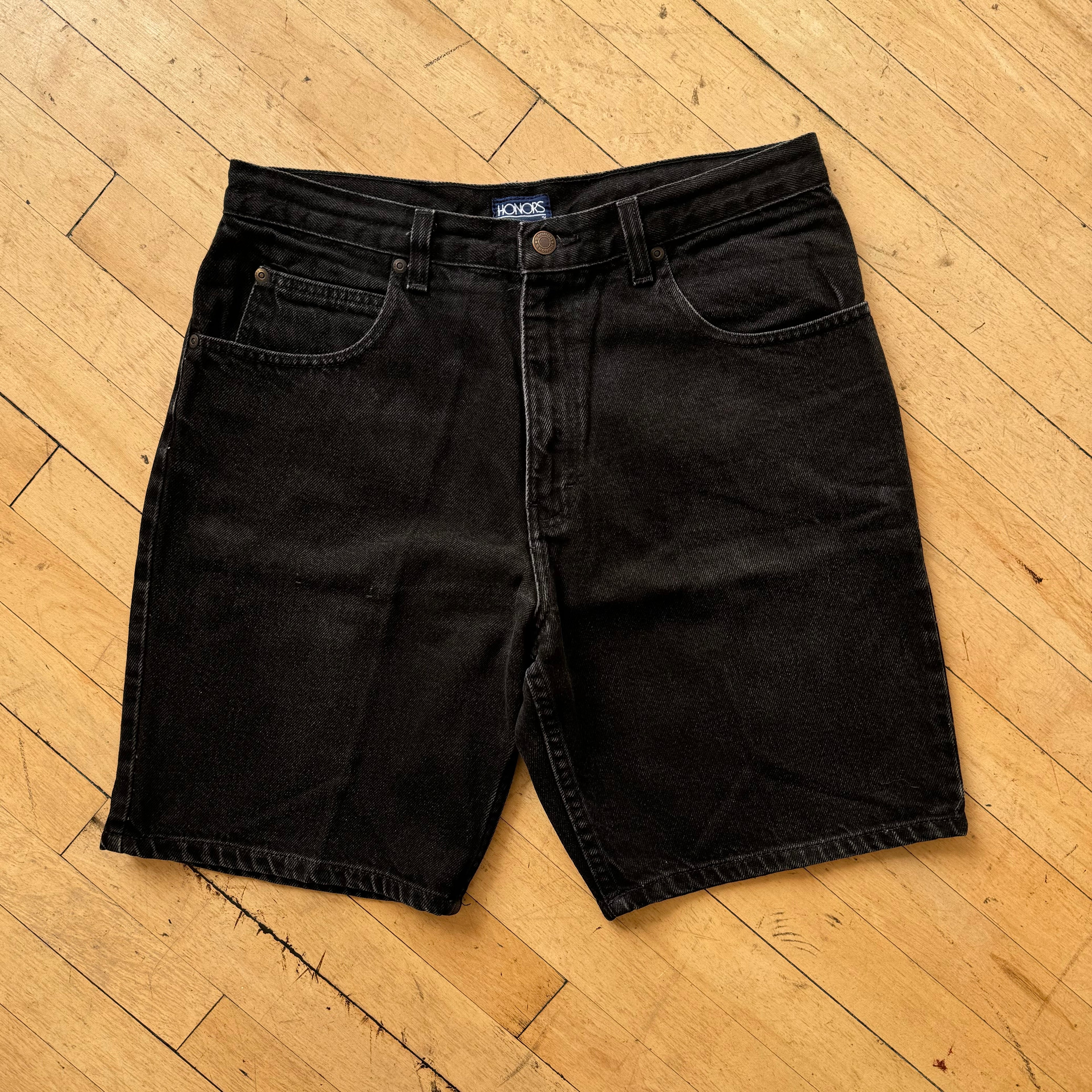 Vintage Honors Black Denim Jean Shorts Sz 33