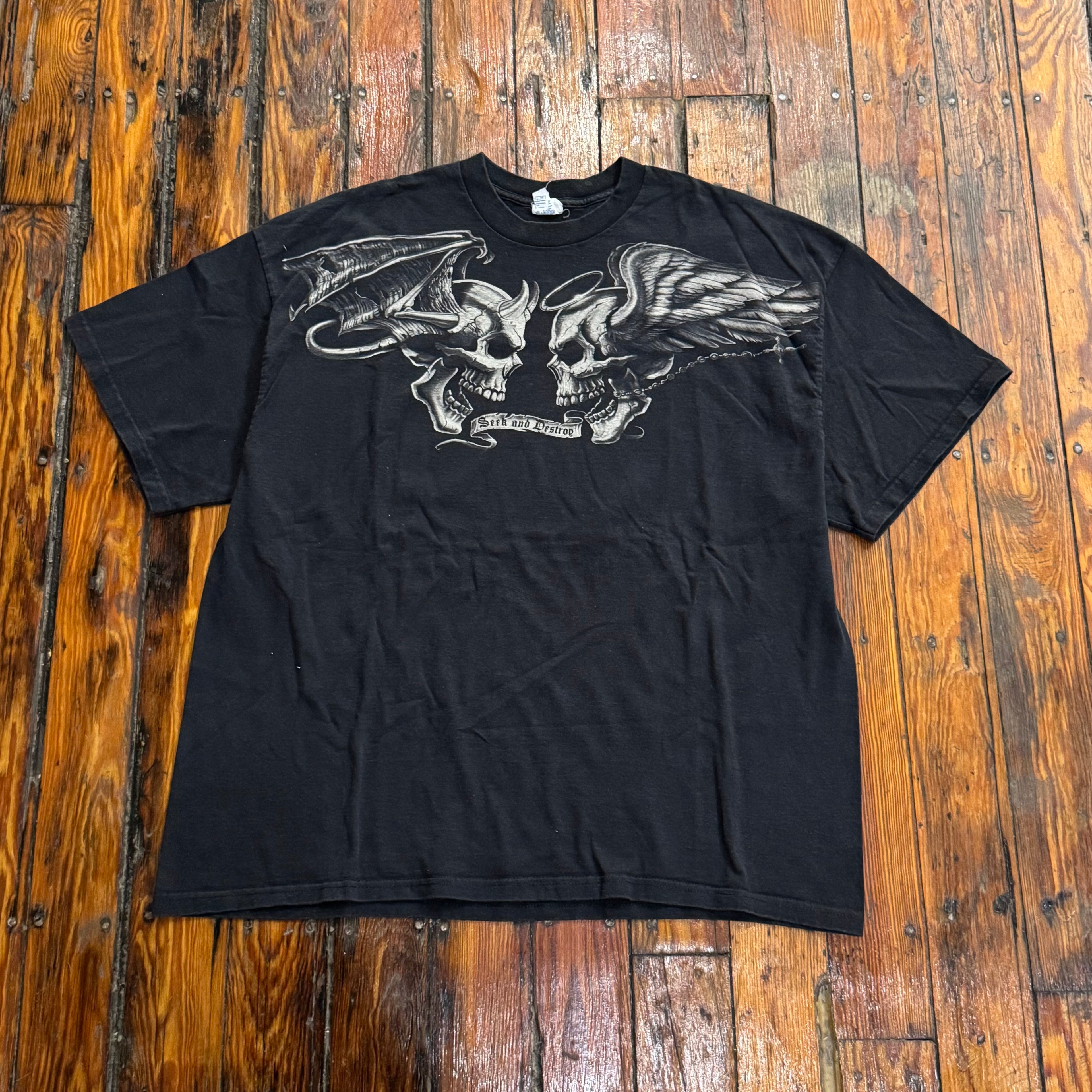 Y2K Seek & Destory Skull T-shirt Sz XL