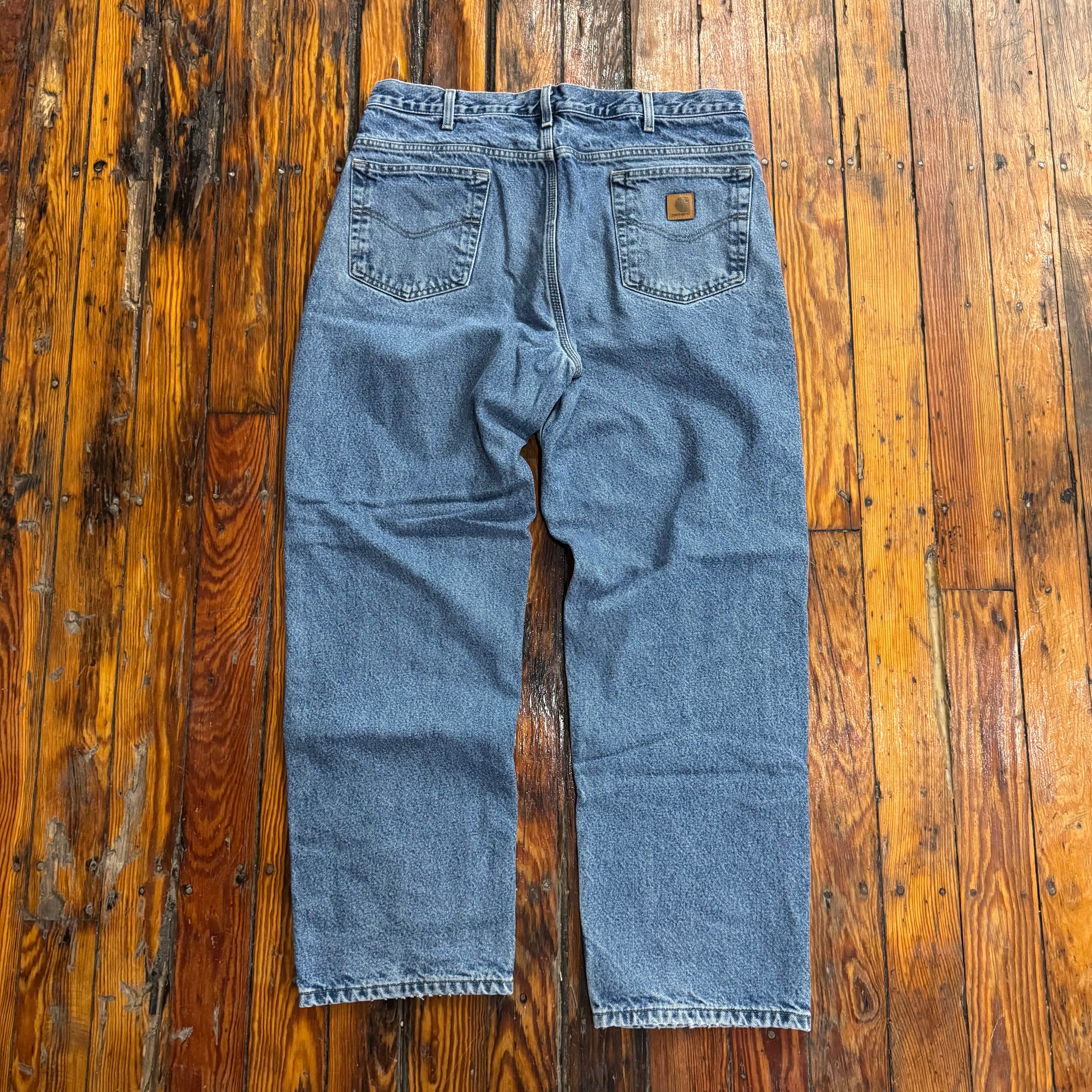 Vintage Plaid Lined Carhartt Denim Jeans Sz 38x32