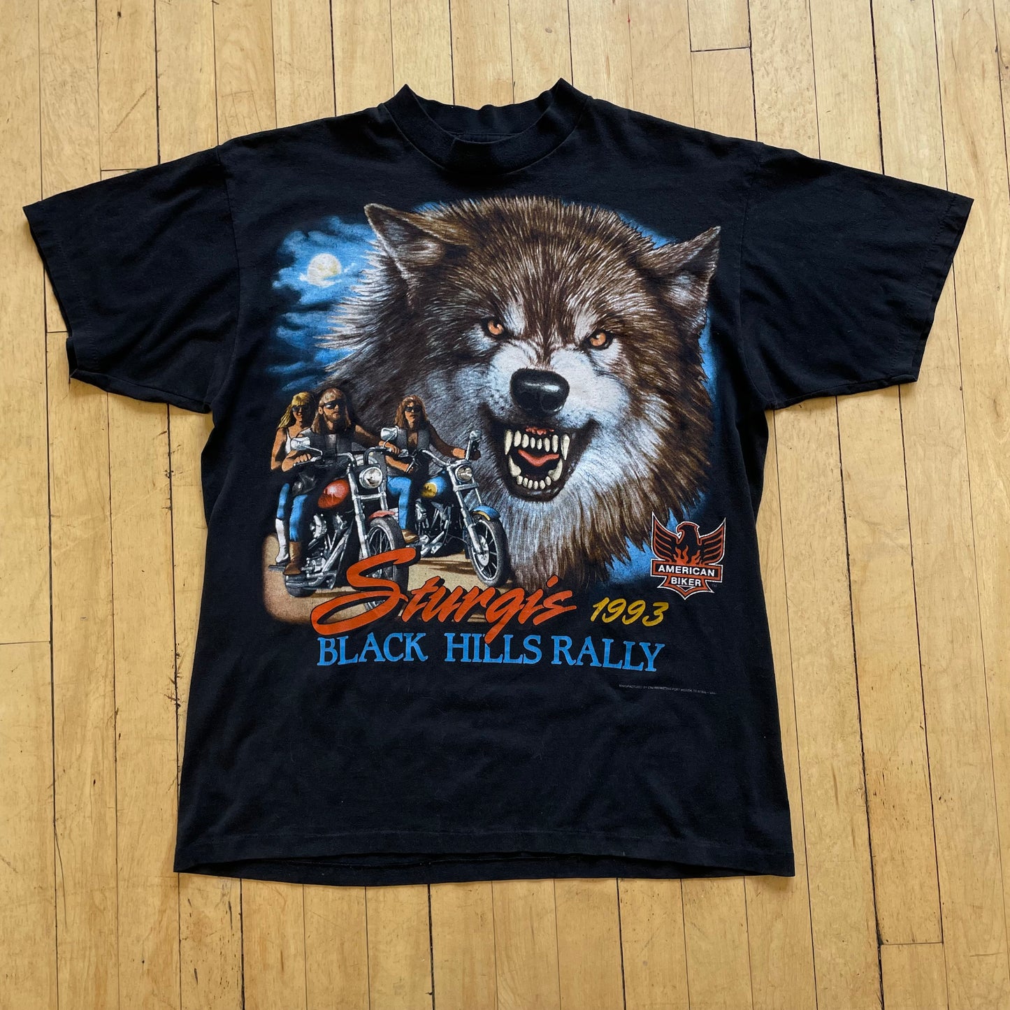 1993 3D Emblem Strugis Bike Rally Wolf T-shirt Sz XL