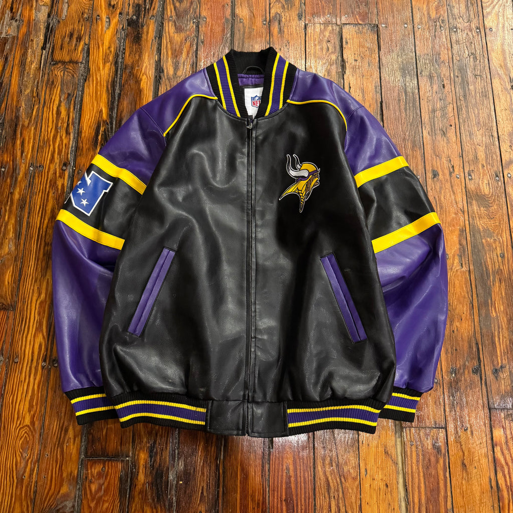 Vintage Leather Minnesota Vikings Jacket Sz XL