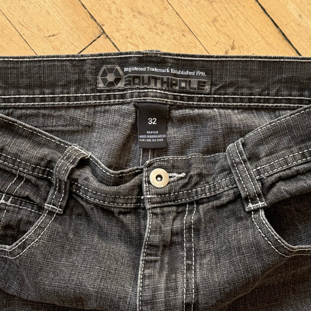 Y2K Black Wash South Pole Denim Jeans Sz 32
