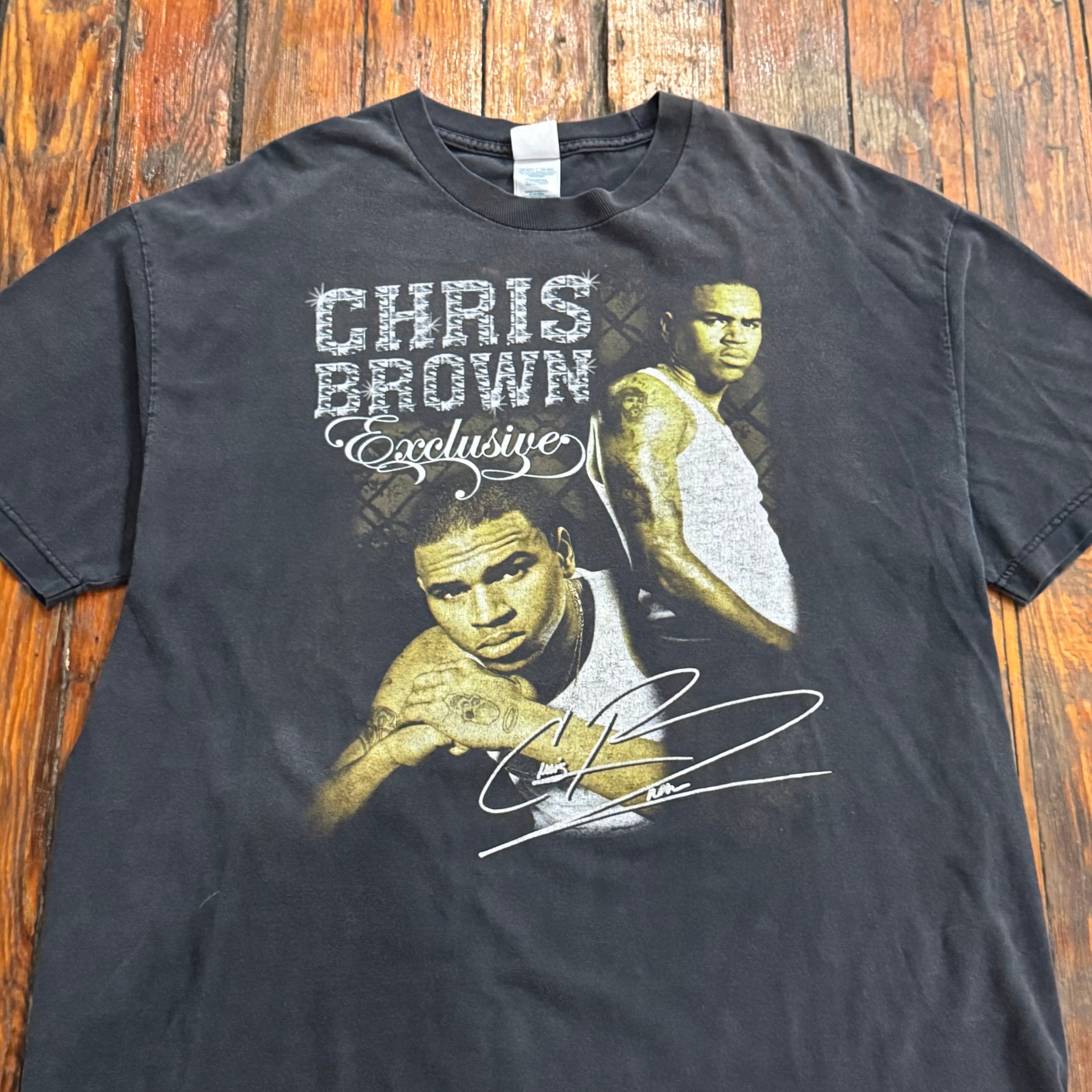 Y2K Faded Chris Brown Tour T-shirt Sz XL