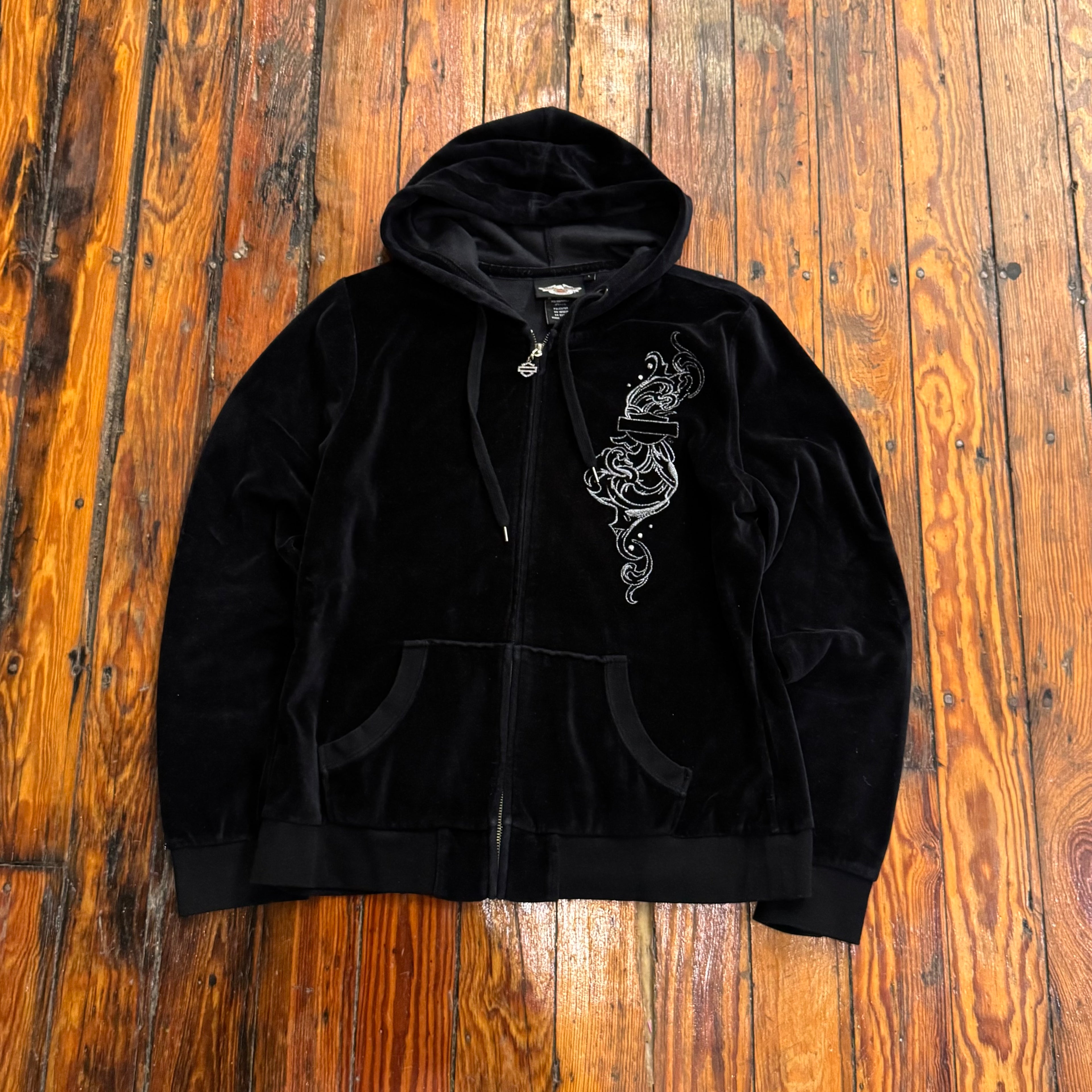 Y2K Velvet Bedazzled Harley Davidson Jacket Sz M