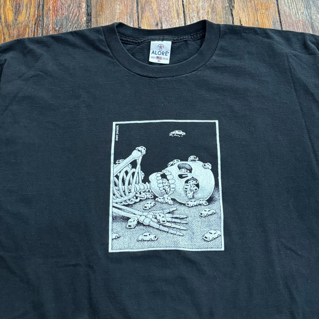 Vintage Car Skelton Andy Singer Art T-shirt Sz XL