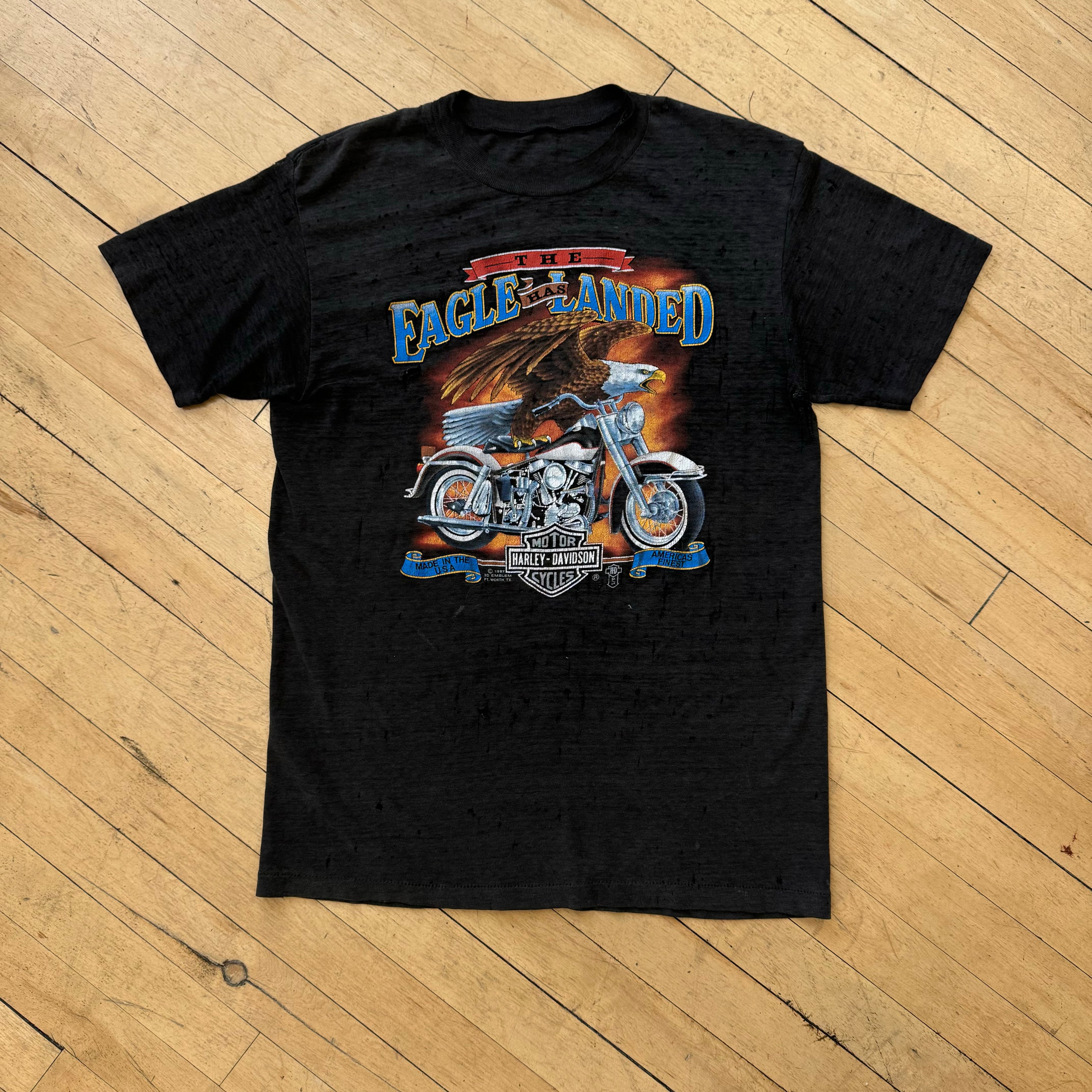 1987 Harley Davidson 3d Emblem The Eagle Has Landed T-shirt Sz L