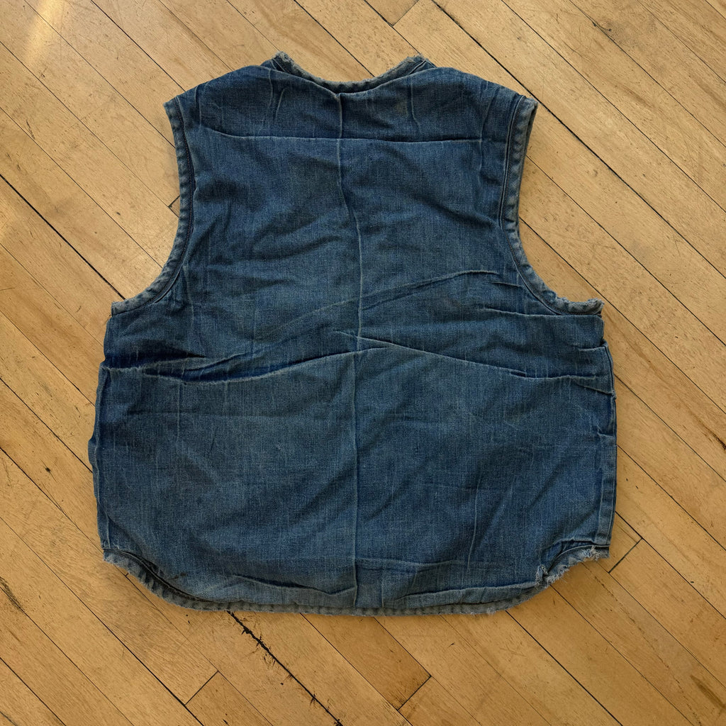 Vintage 70’s Sherpa Lined Denim Vest Sz L