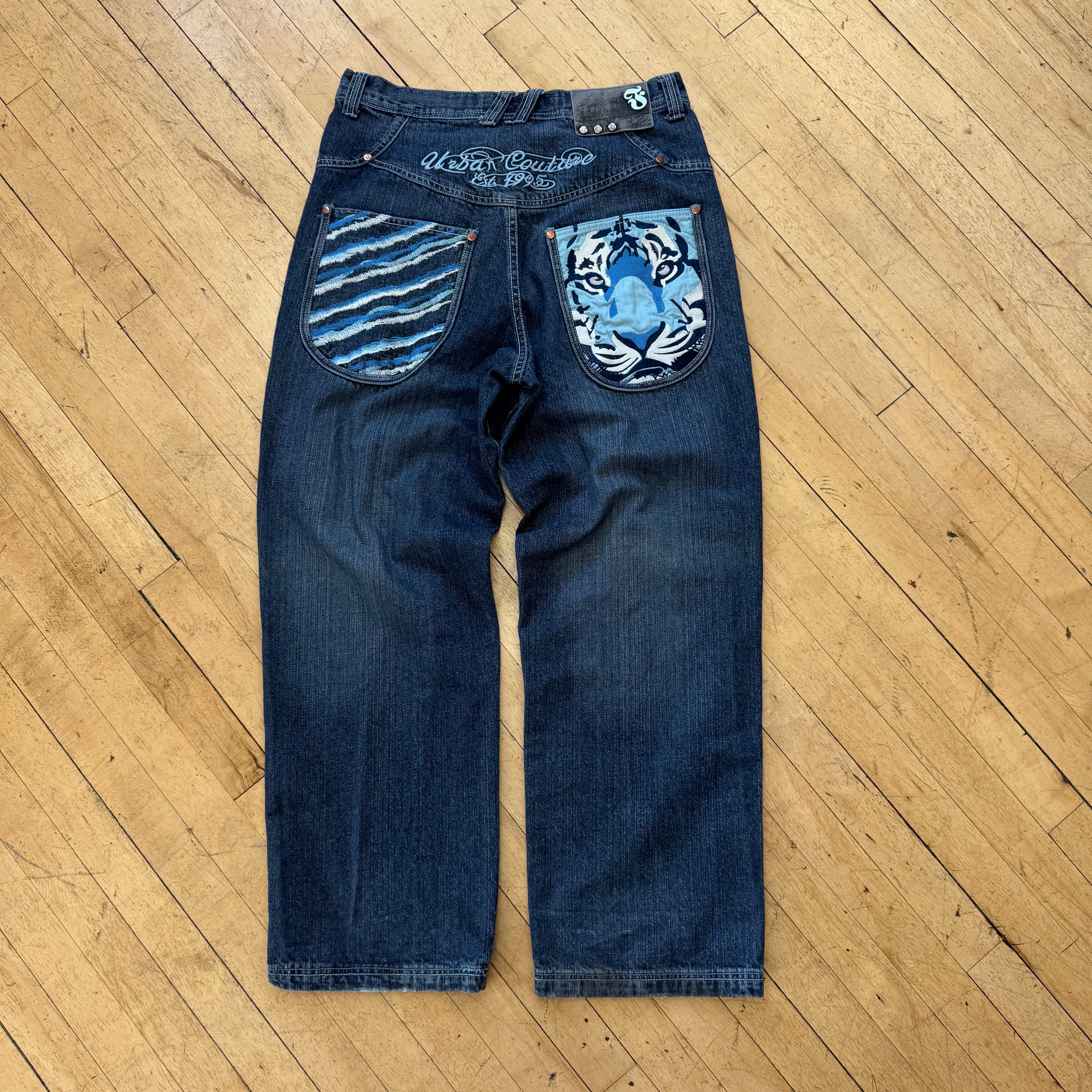 Y2K BareFox Embroidered Denim Jeans Sz 34