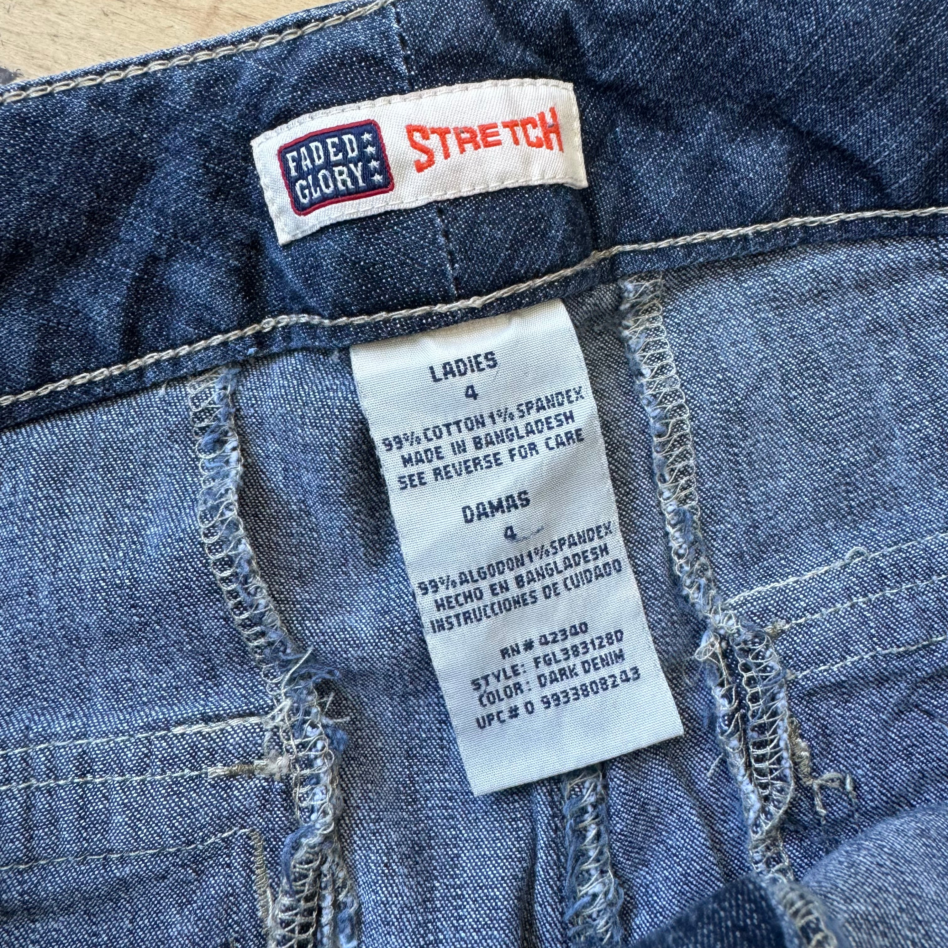 Y2K Women’s Faded Glory Denim Cargo Jeans Sz 4