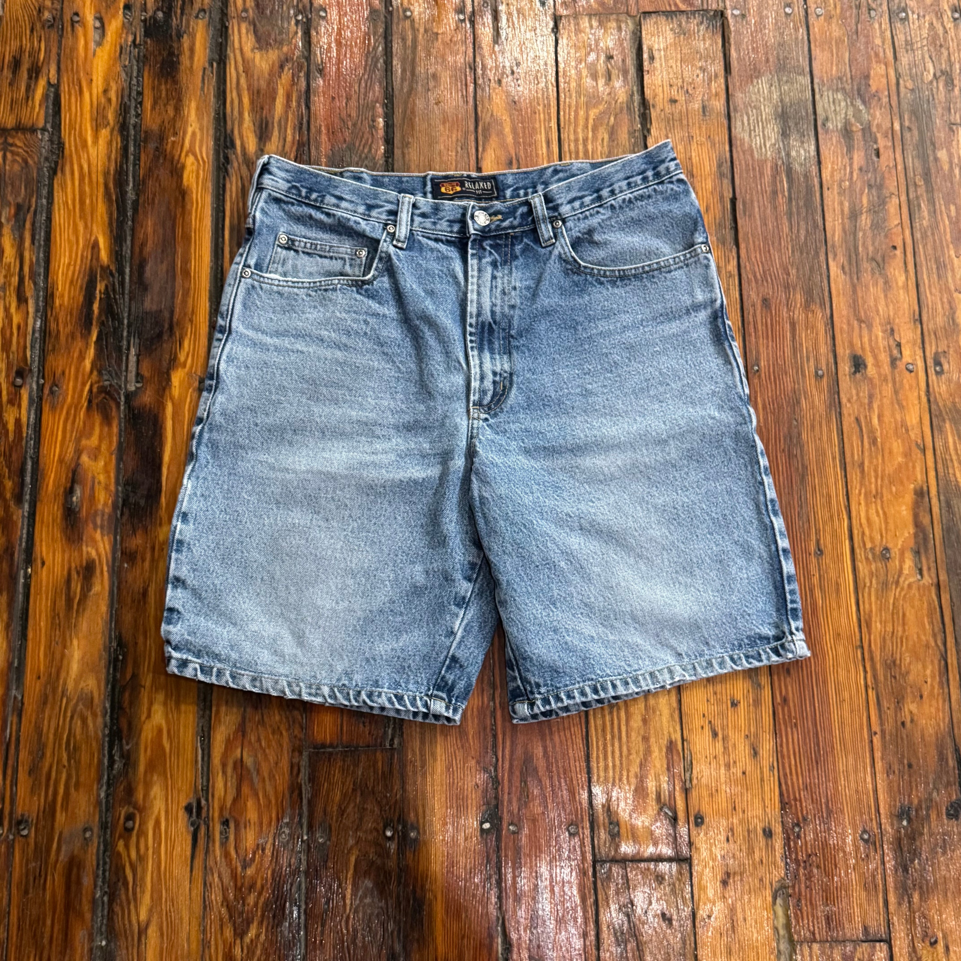 Vintage Route 66 Denim Jean Shorts Sz 34