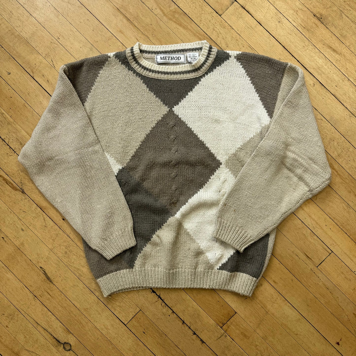 Vintage Method Diamond Sweater Sz M