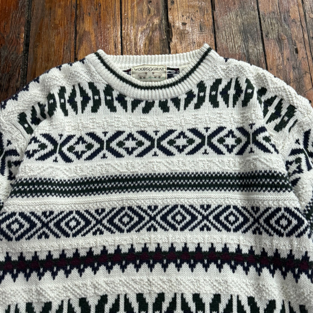 Vintage Woods Gray Knit Sweater Sz L