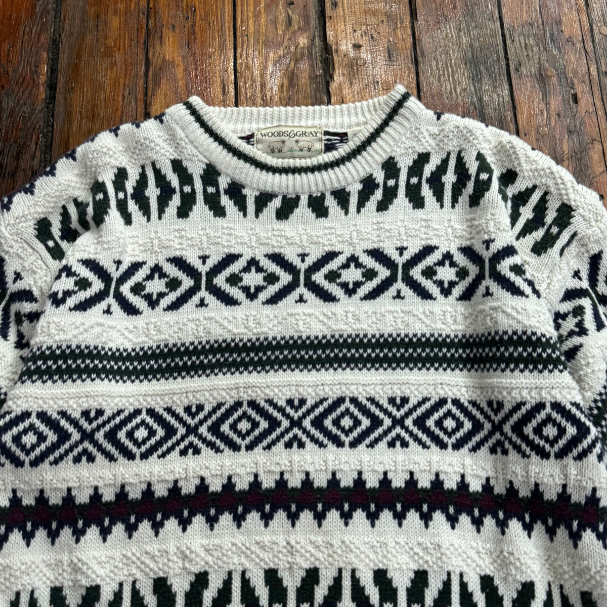 Vintage Woods Gray Knit Sweater Sz L