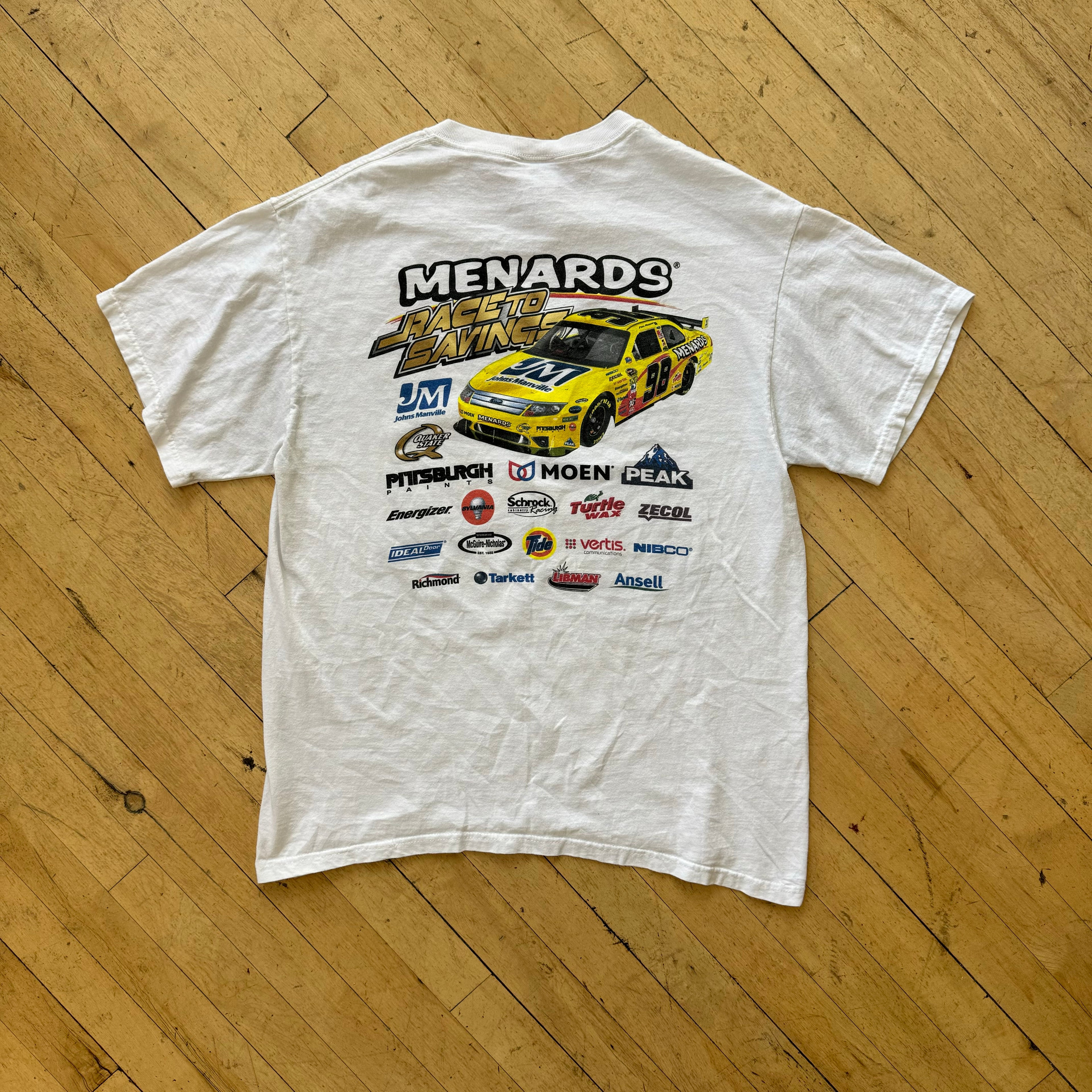 Y2K Nascar Race To Saving Menards T-shirt Sz L