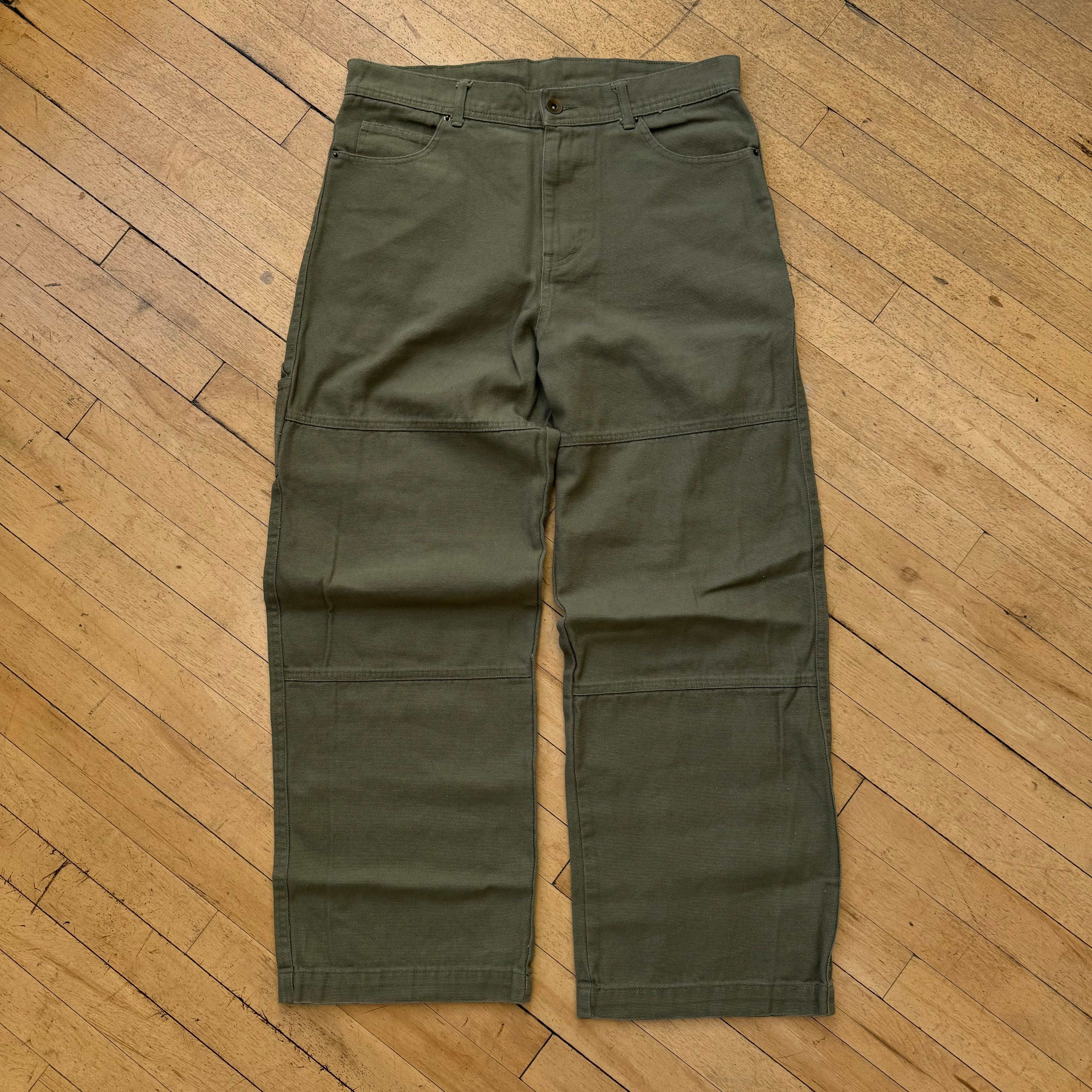 Vintage Olive Double Knee Denim Jeans Sz 36x32