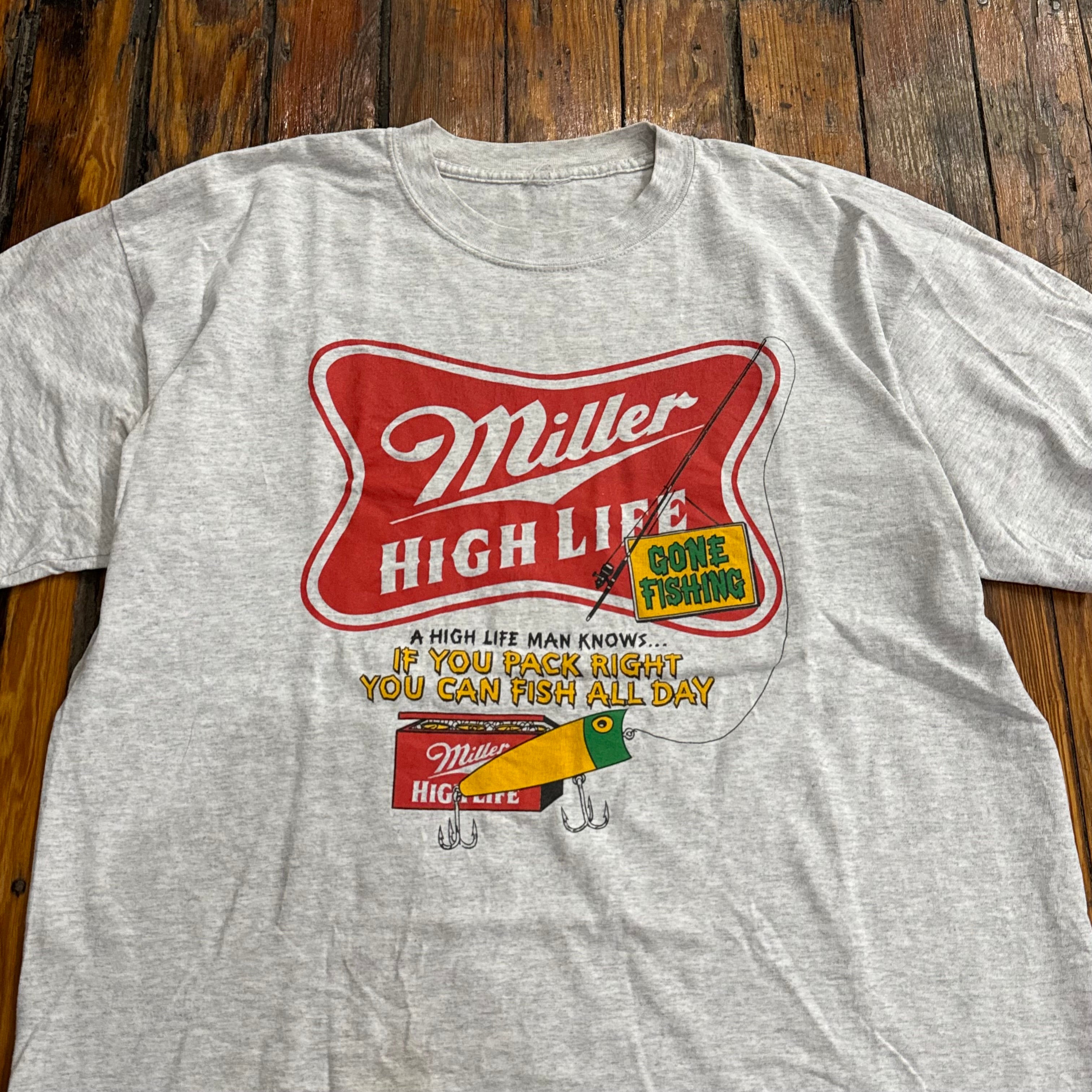 Vintage Miller High Life Fishing T-shirt Sz XL