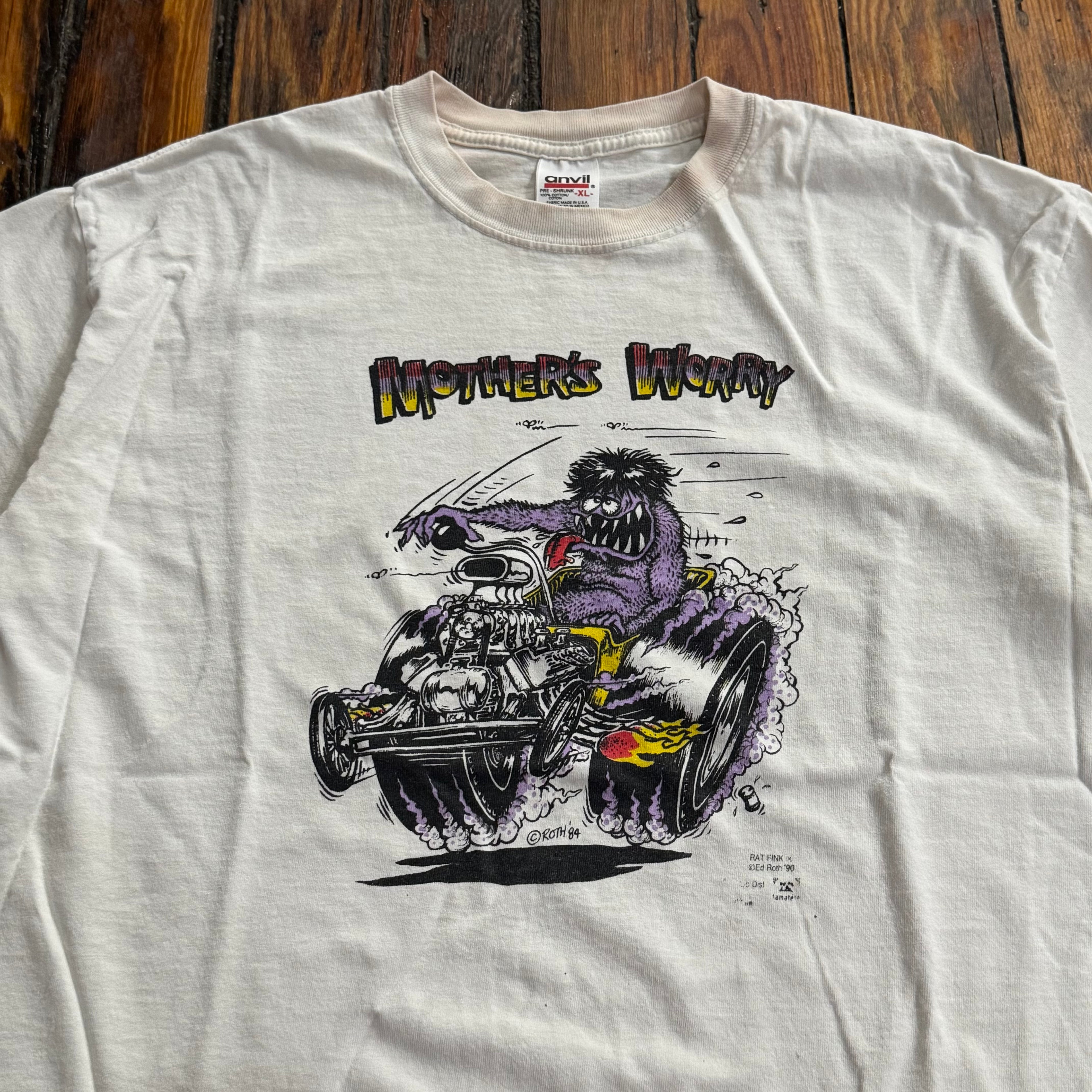 Vintage Rat Fink Ed Roth Mothers Worry T-shirt Sz XL