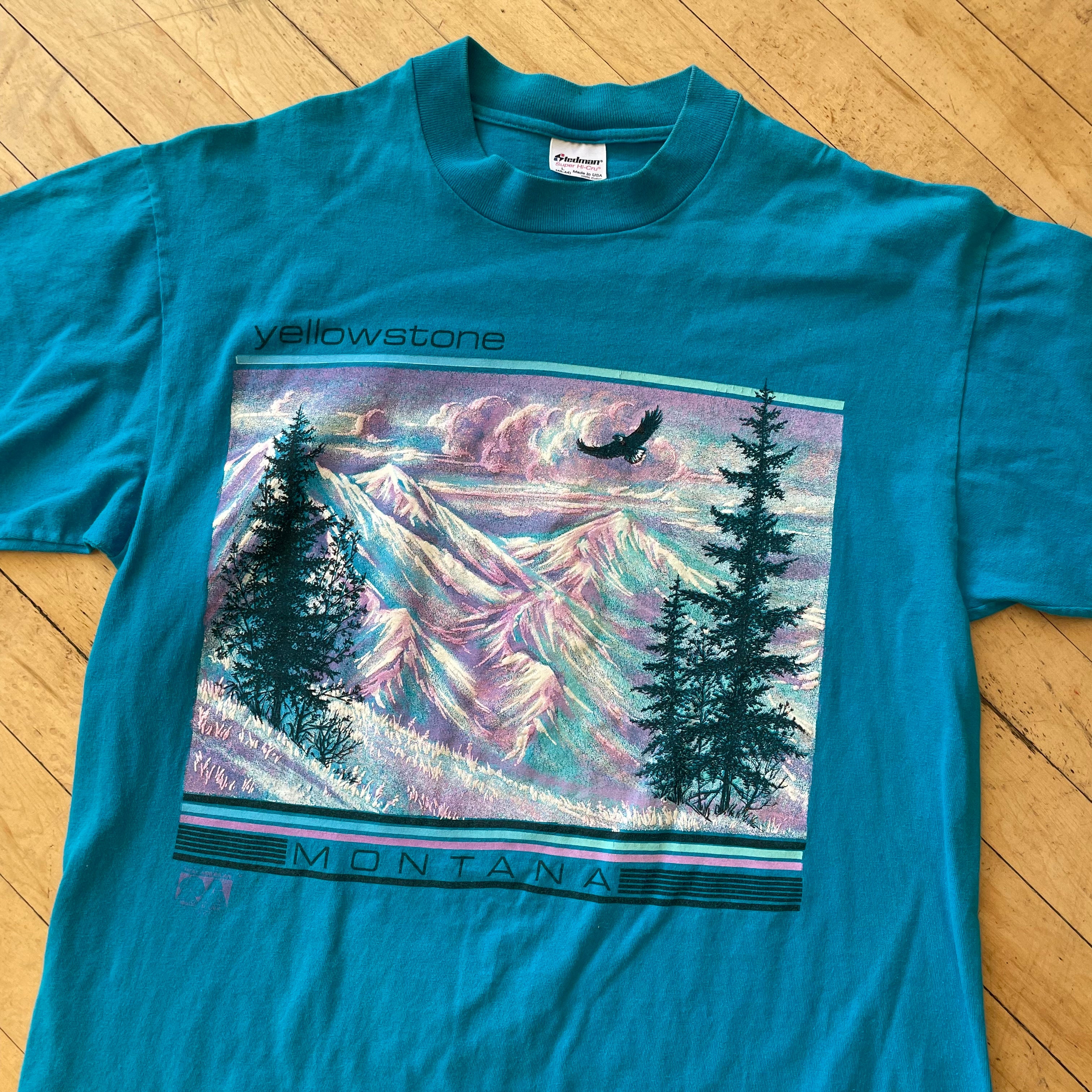 90s YellowStone Montana Graphic T-shirt Sz L