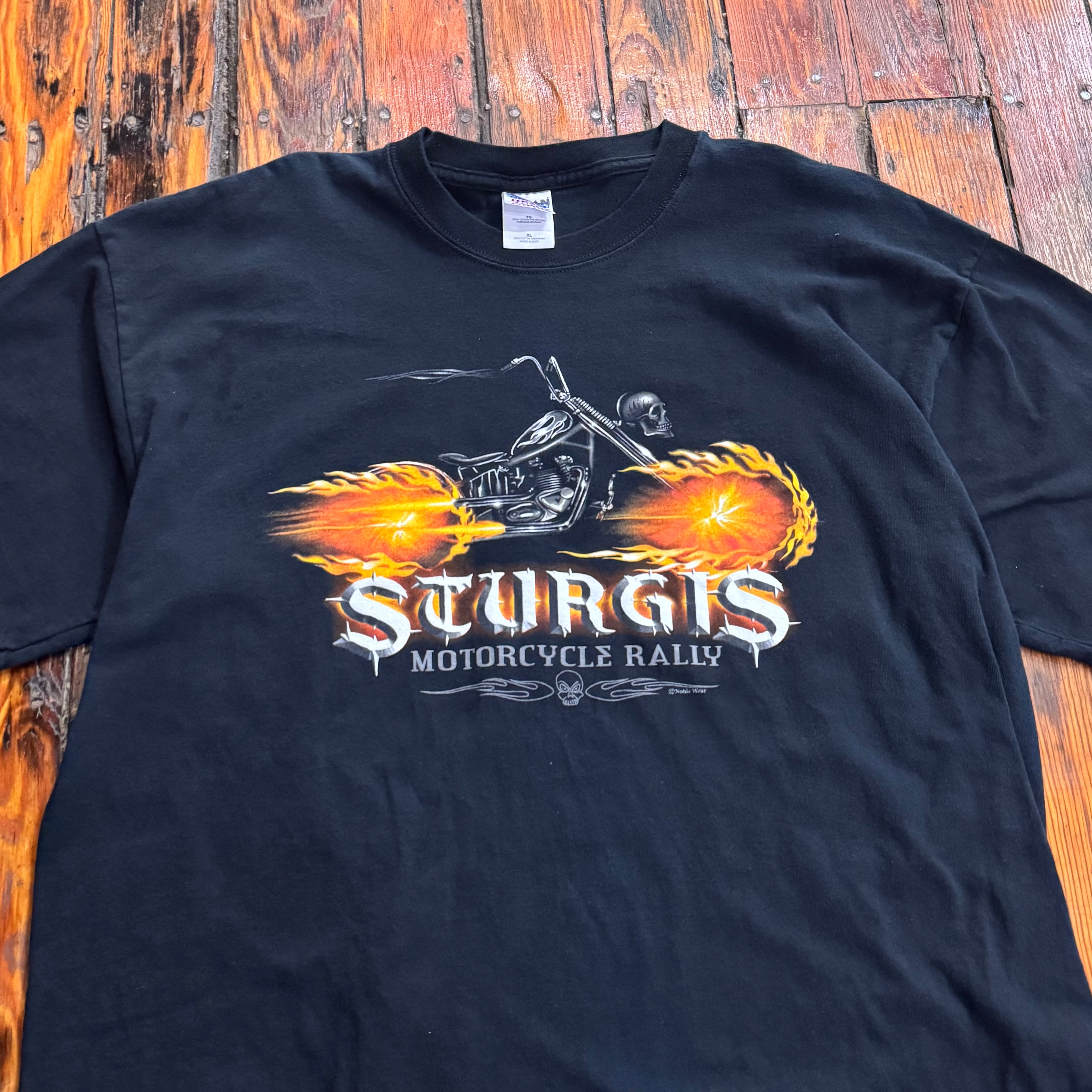 Y2K Sturgis Flaming Bike T-shirt Sz XL