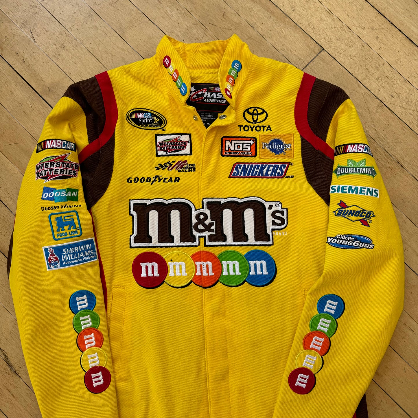 Vintage Kyle Busch M & M Nascar Patch Jacket Sz S