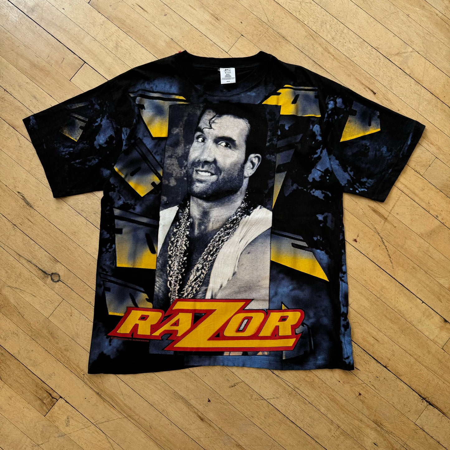 Vintage RARE Razor Ramon WWF AOP T-shirt Sz OS