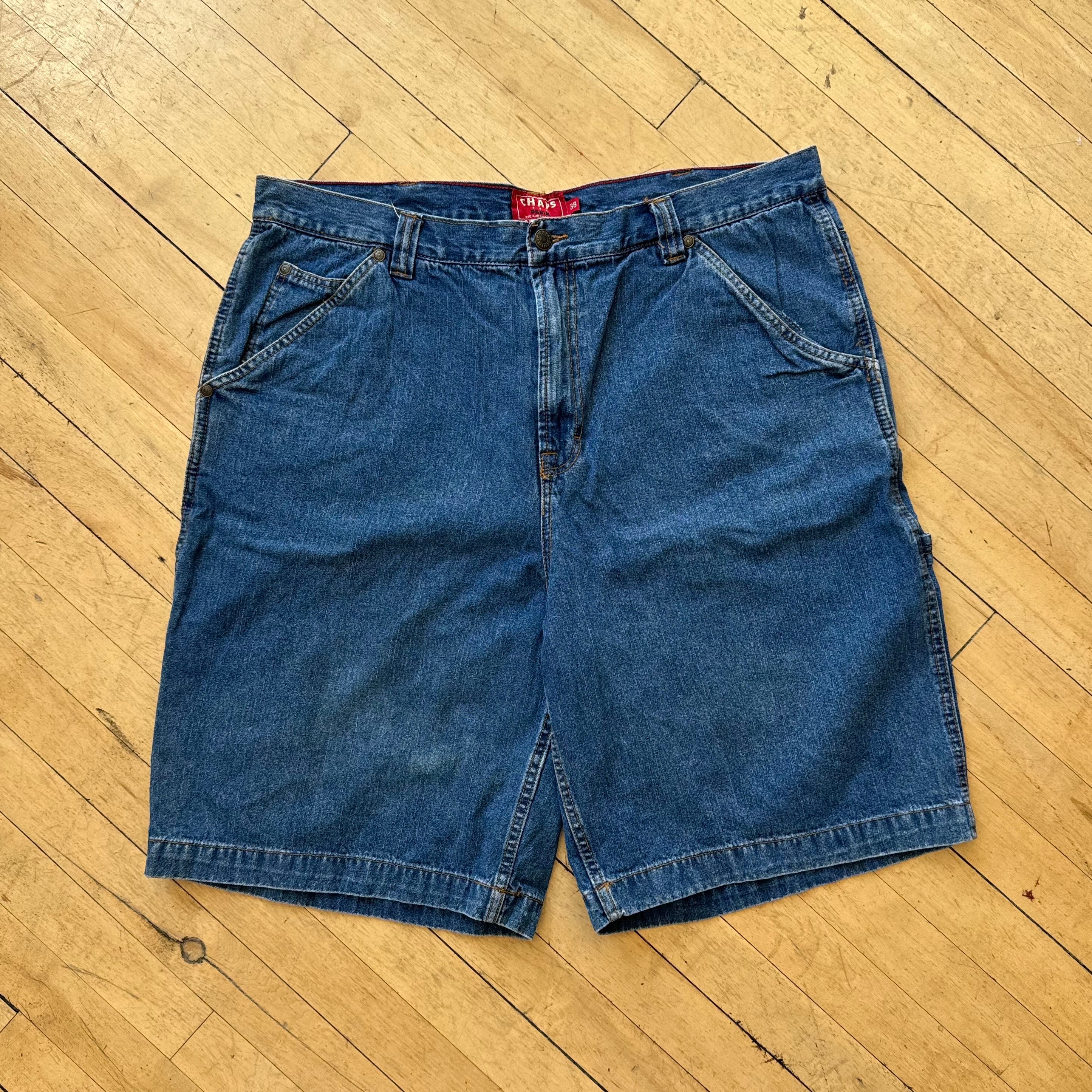 Y2K Chaps Carpenter Denim Jean Shorts Sz 38