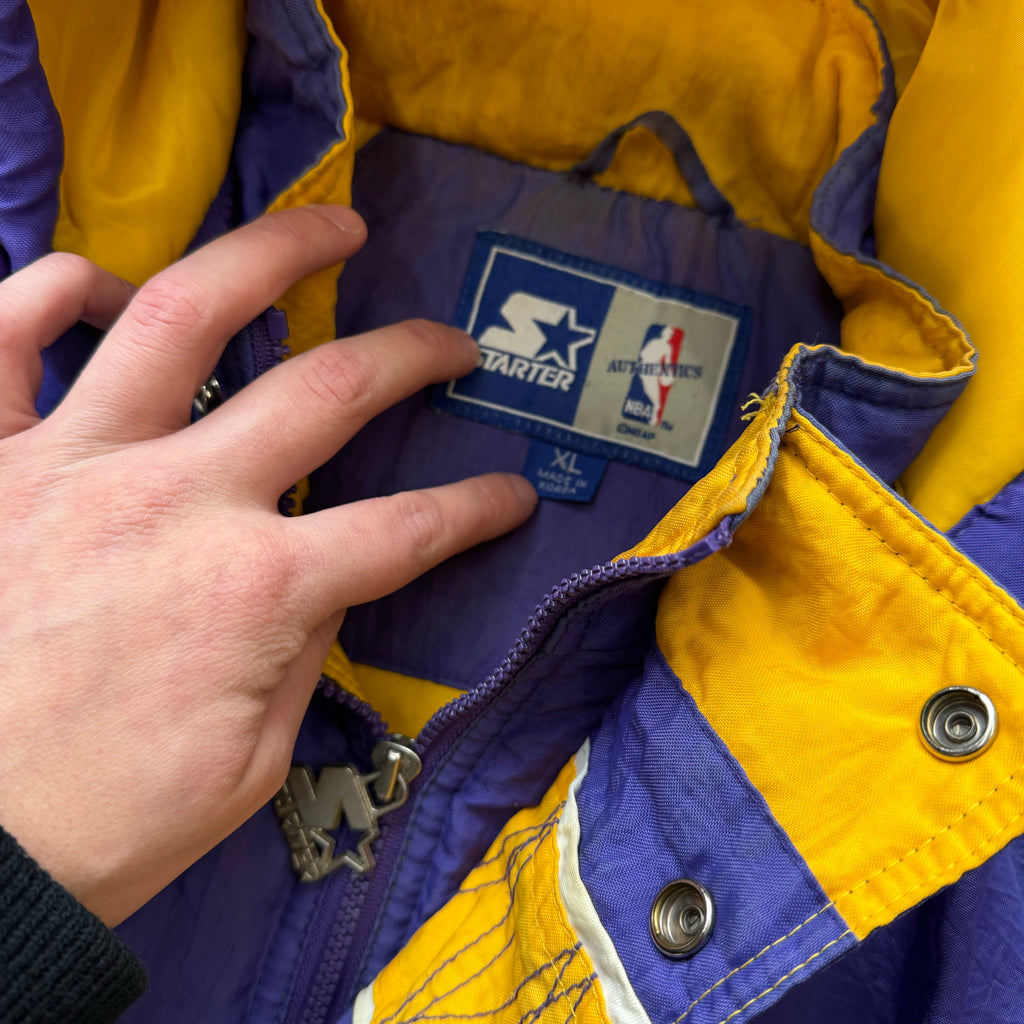 Vintage Starter Quarter Zip Las Angeles Lakers Jacket Sz XL