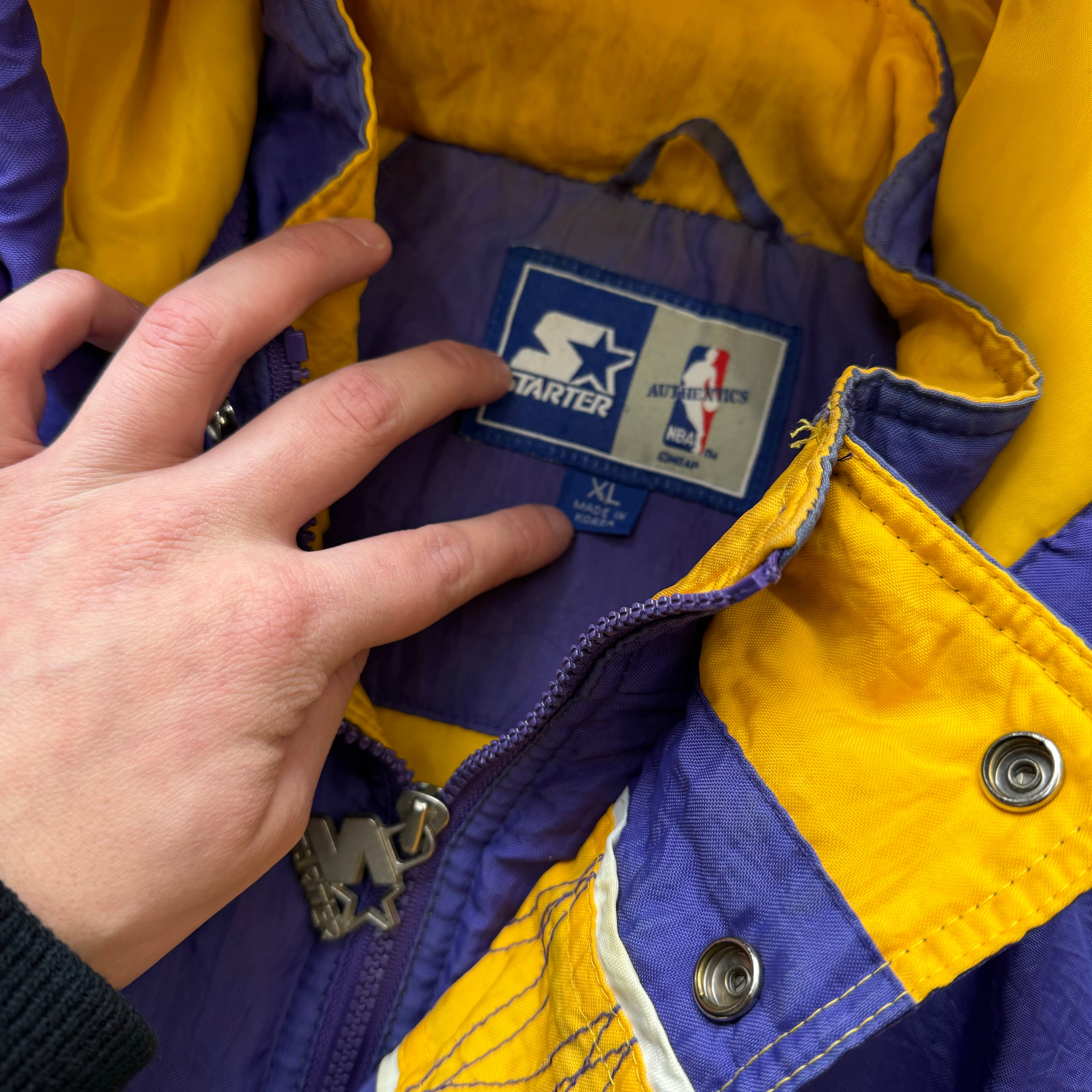 Vintage Starter Quarter Zip Las Angeles Lakers Jacket Sz XL