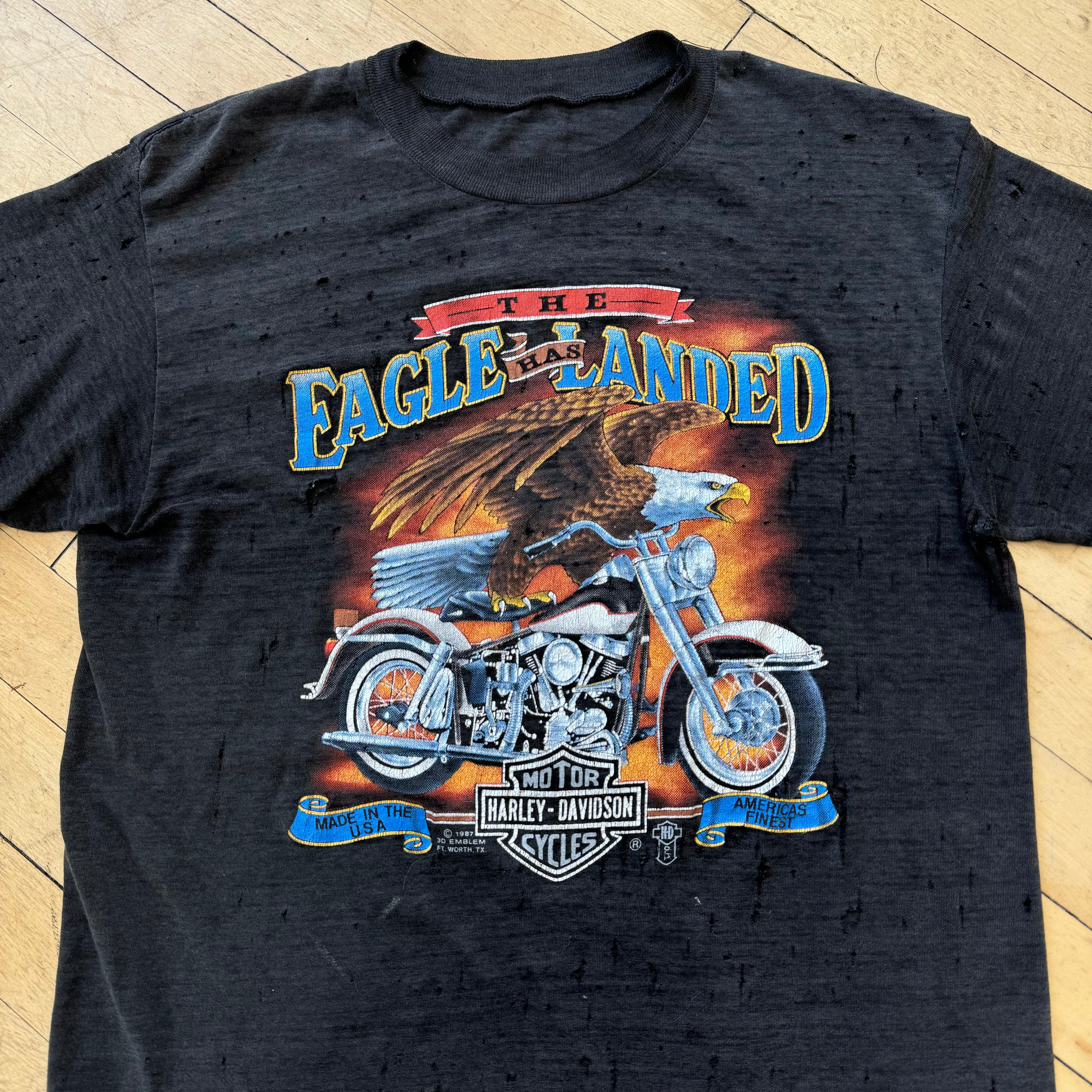 1987 Harley Davidson 3d Emblem The Eagle Has Landed T-shirt Sz L