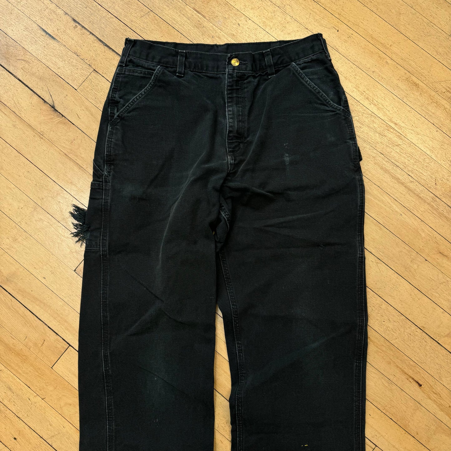 Vintage BLK Carhartt Thrashed Denim Jeans Sz 34x34