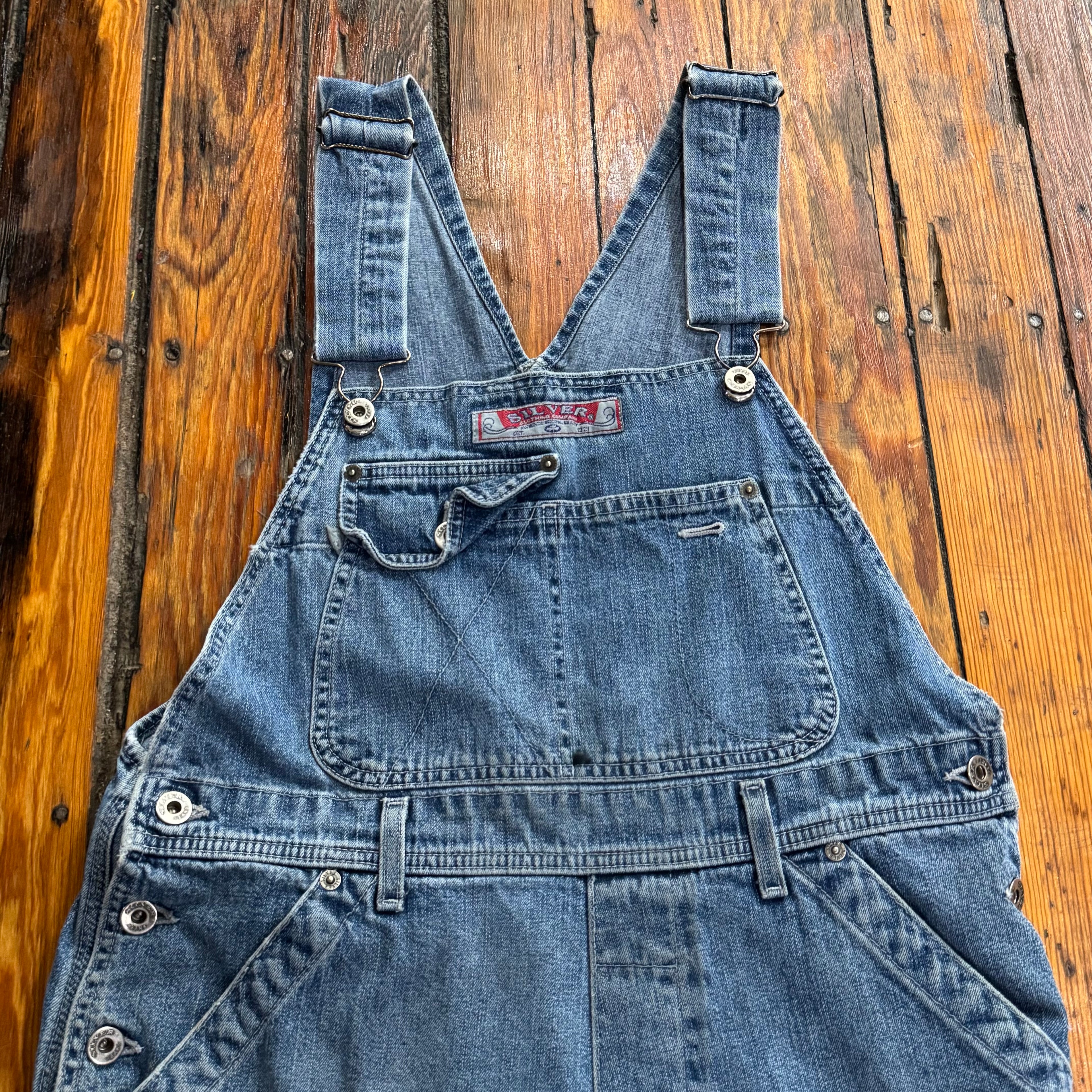 Vintage Silver Overall Shorts Sz M