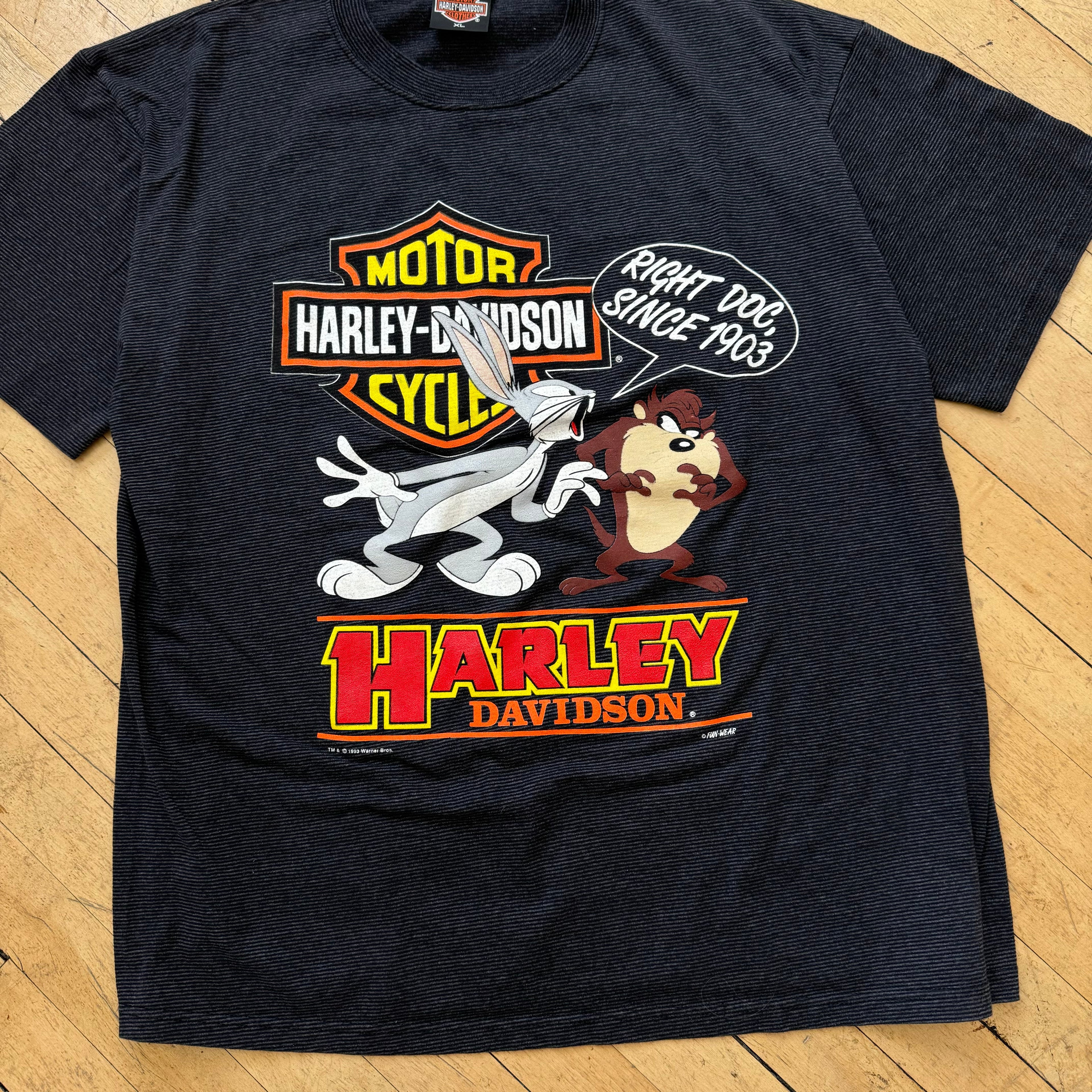 Vintage Harley Davidson Bugs Bunny Taz T-shirt Sz XL