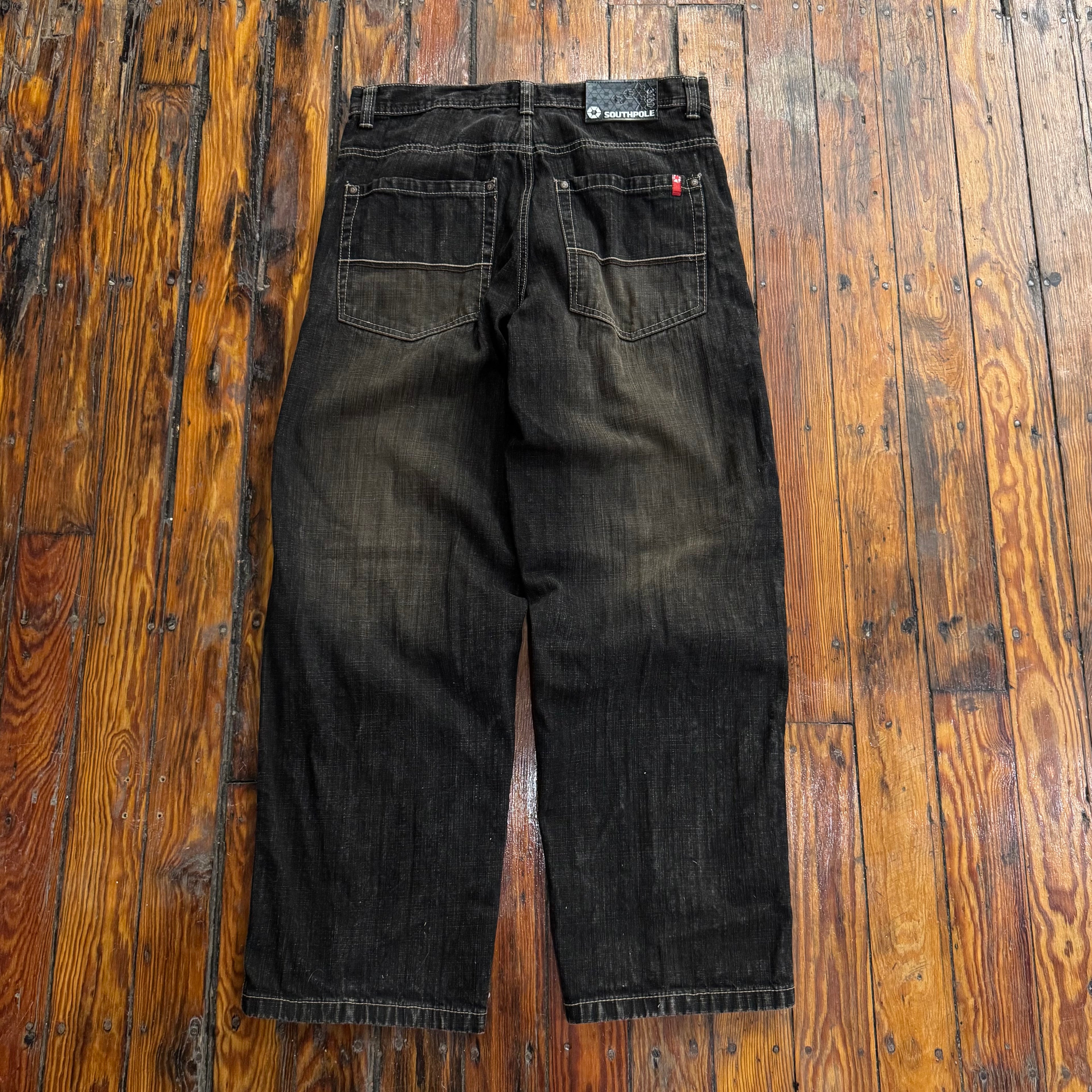 Y2K SouthPole Faded Black / Brown Denim Jeans Sz 36