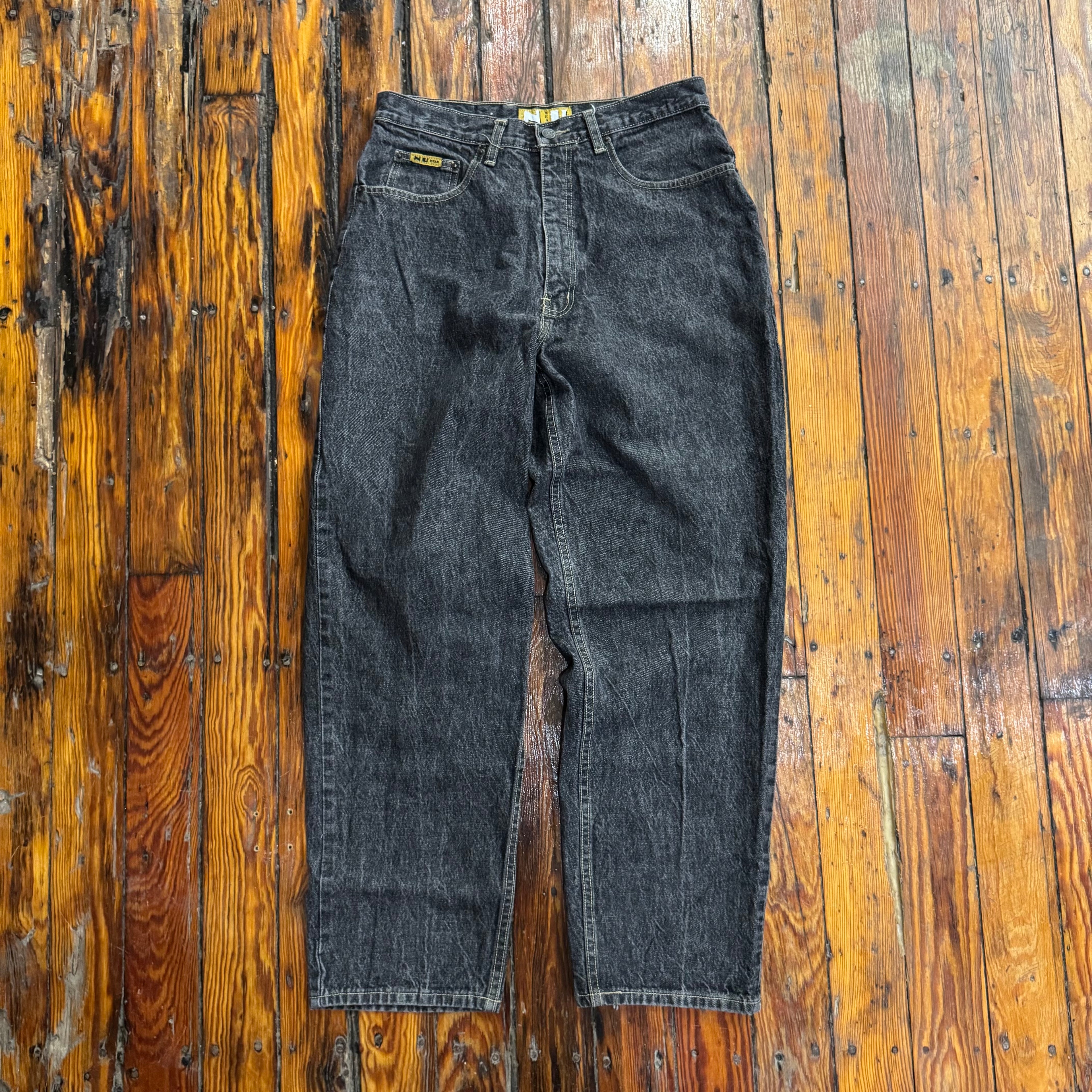 Vintage NU Wear Black Denim Jeans Sz 32x32