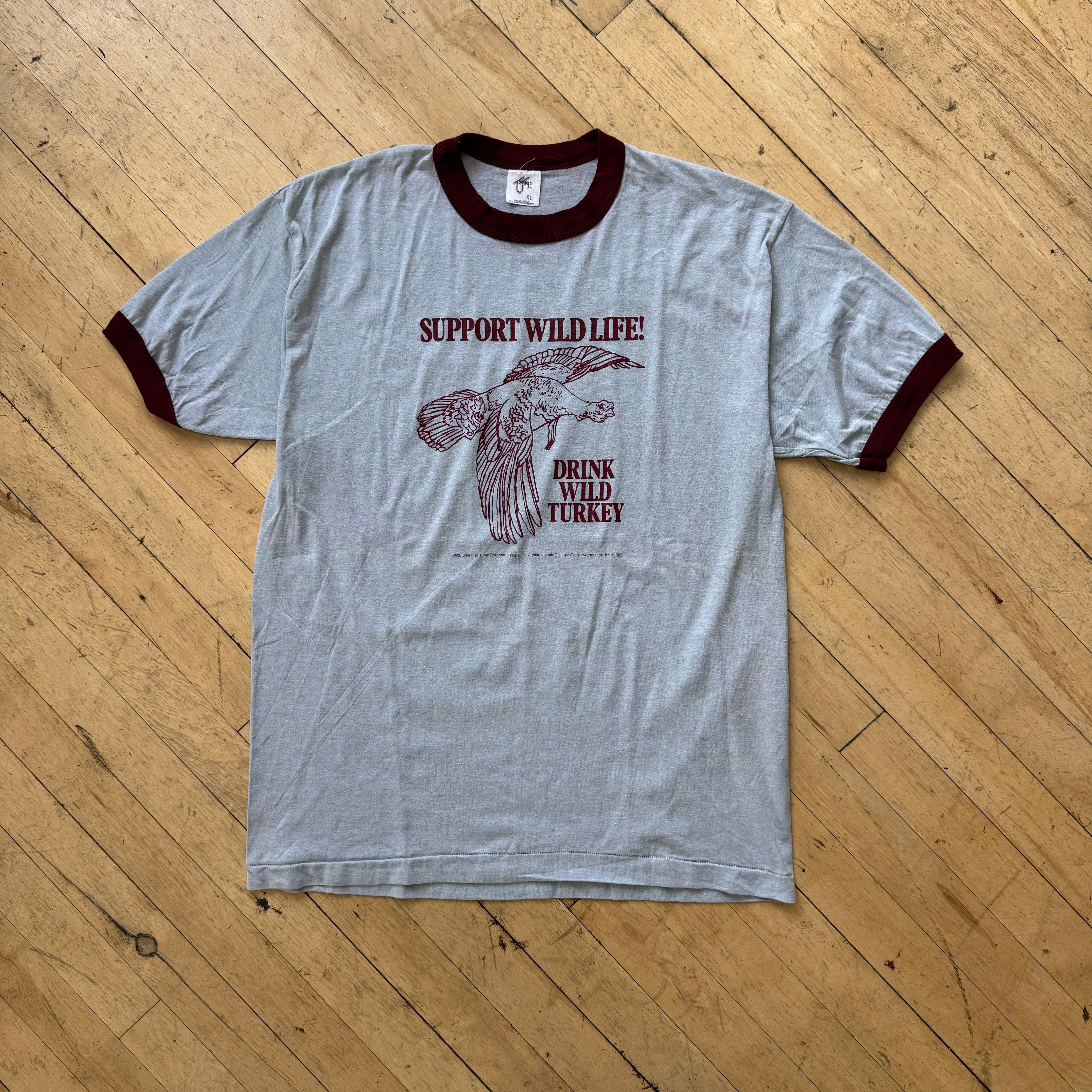 Vintage Support Wildlife Drink Wild Turkey T-shirt Sz L