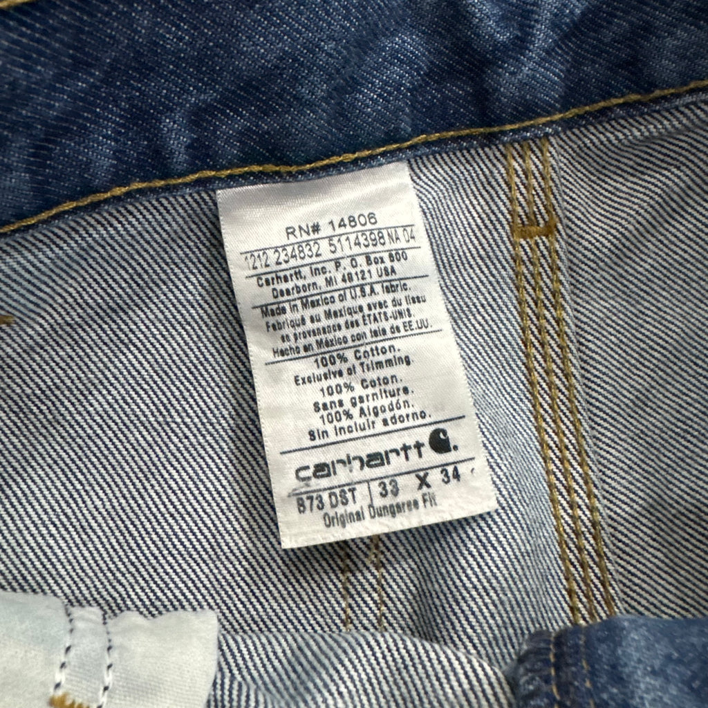 Vintage Carhartt Dark Wash Denim Double Knees Sz 33x34