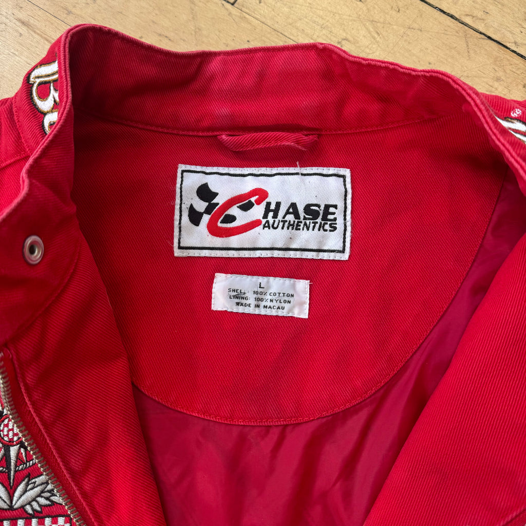 Vintage Bud King Of Beers Nascar Jacket Sz L (Broken Zip)