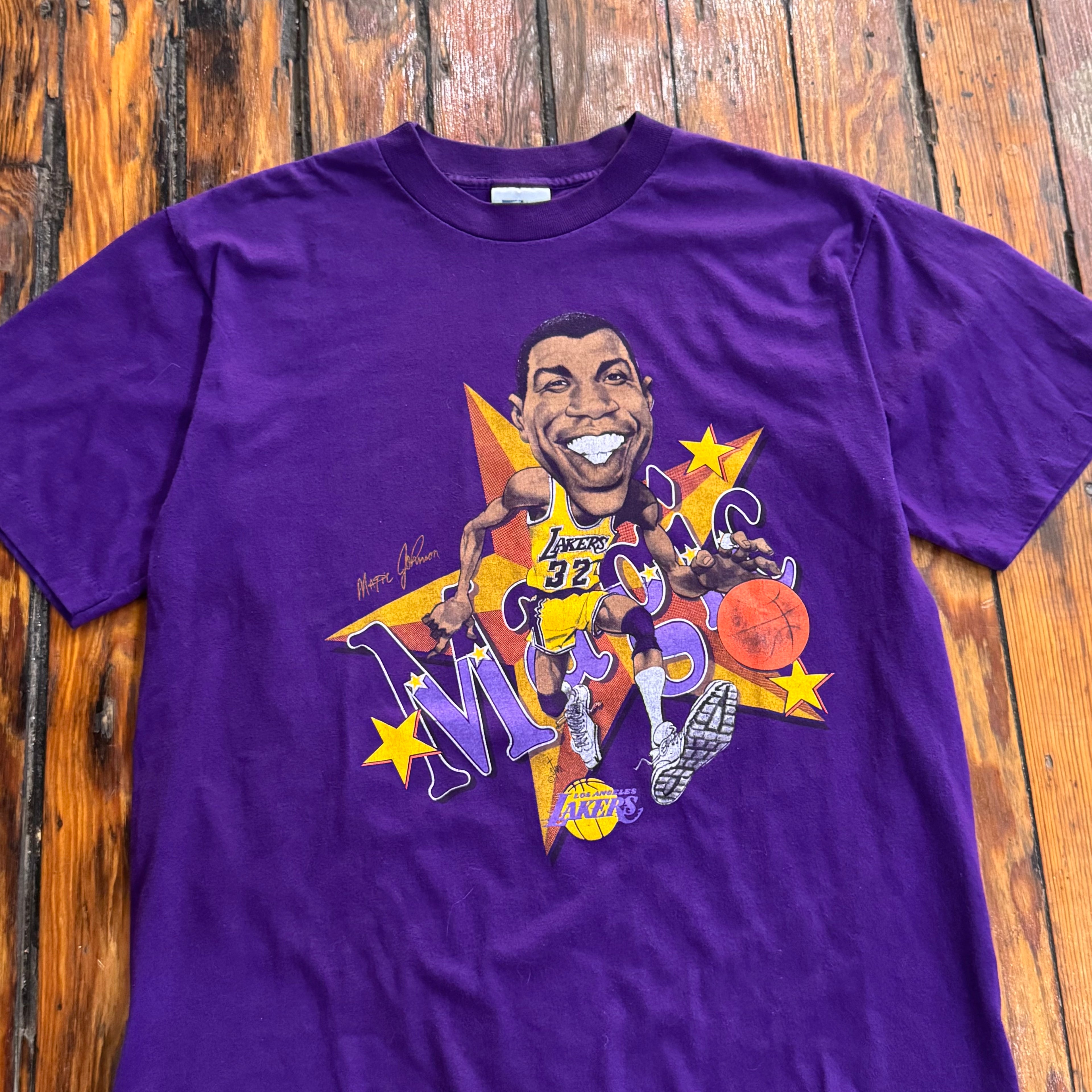 Vintage Salem Las Angels Lakers Magic Johnson Charter T-shirt Sz L