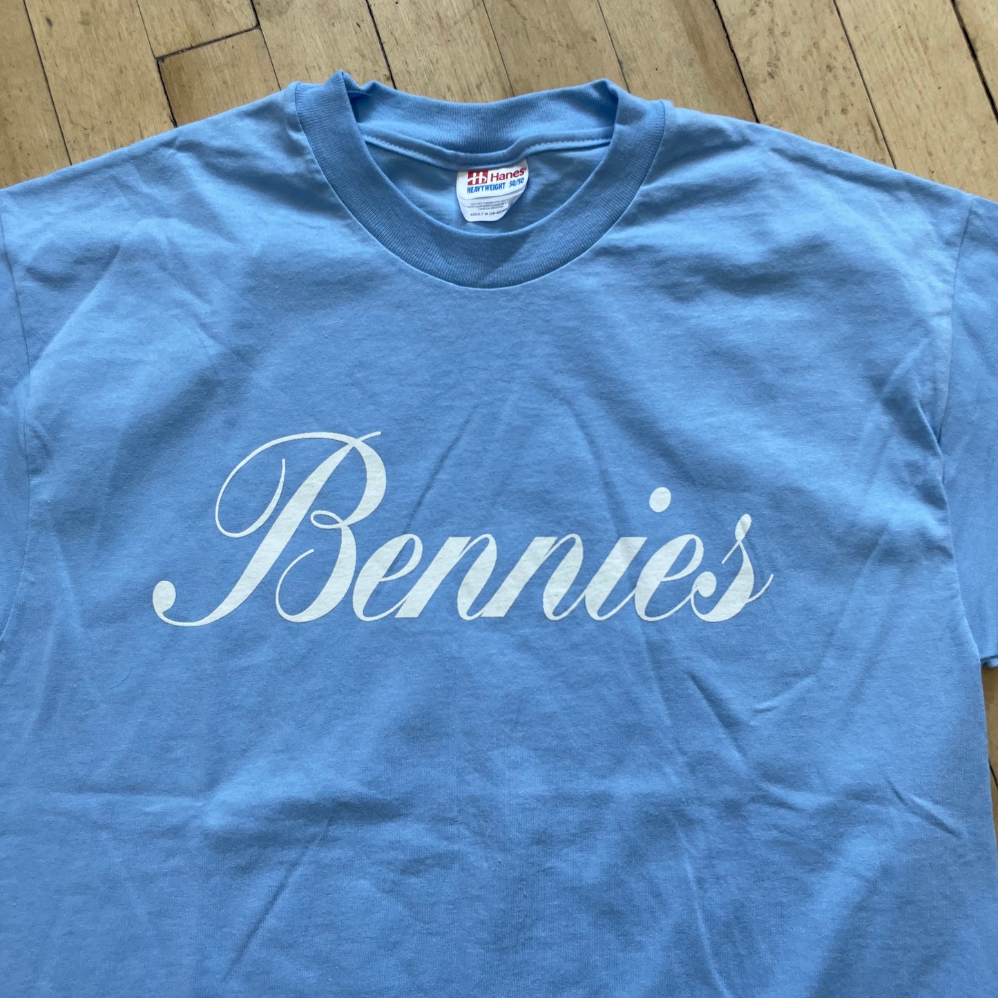 Vintage Light Blue Bennies SpellOut T-shirt Sz M