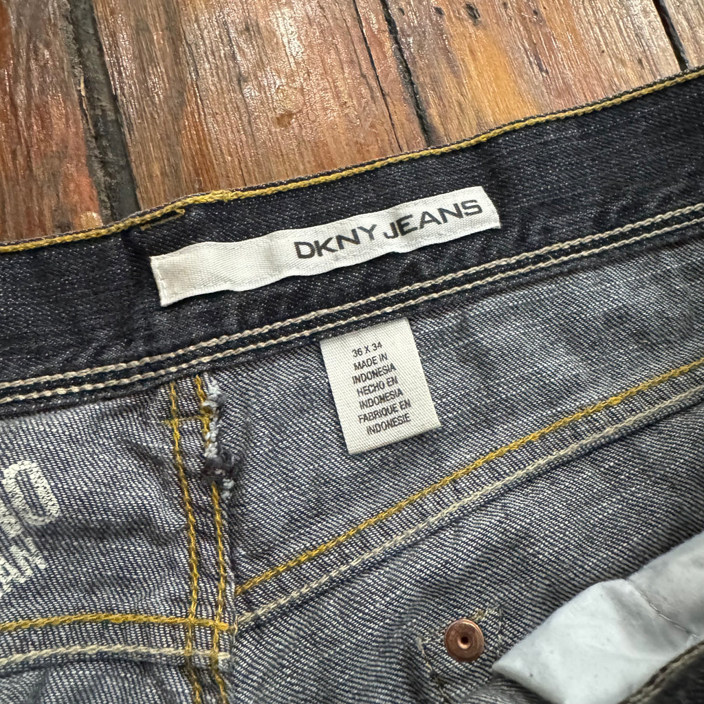 Y2K DKNY Faded Black Denim Jeans Sz 36x34
