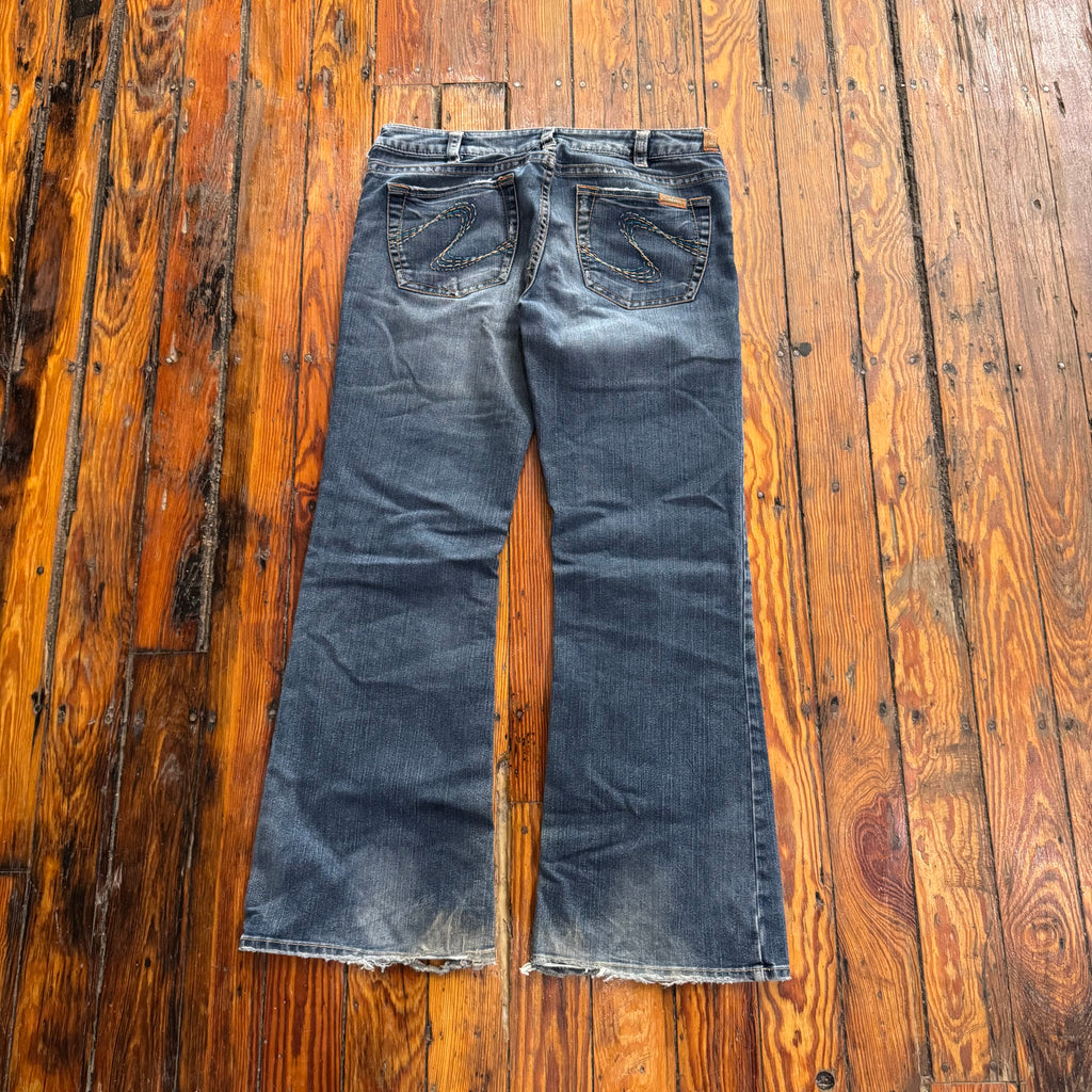 Y2K Silver Boot Cut Denim Jeans Sz 33