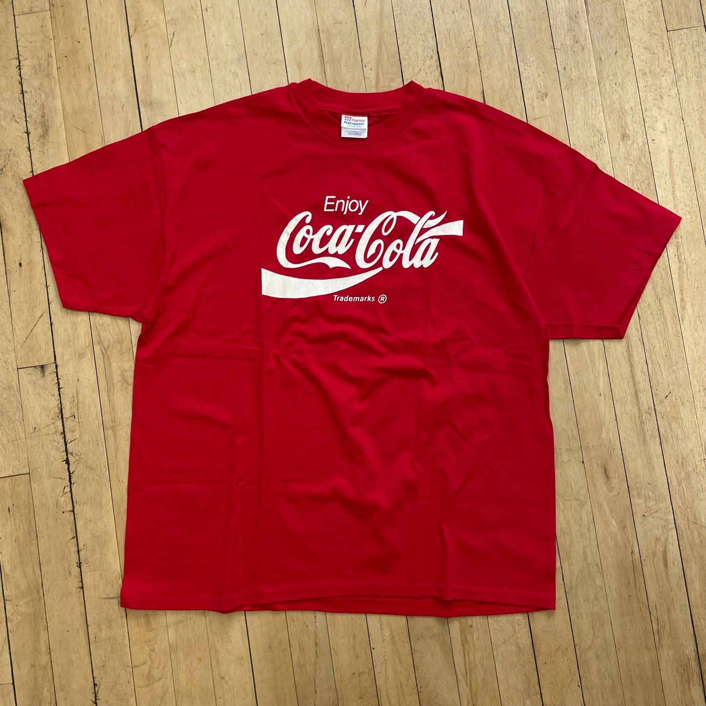 90s Red Enjoy Coca-Cola SpellOut T-shirt Sz XL