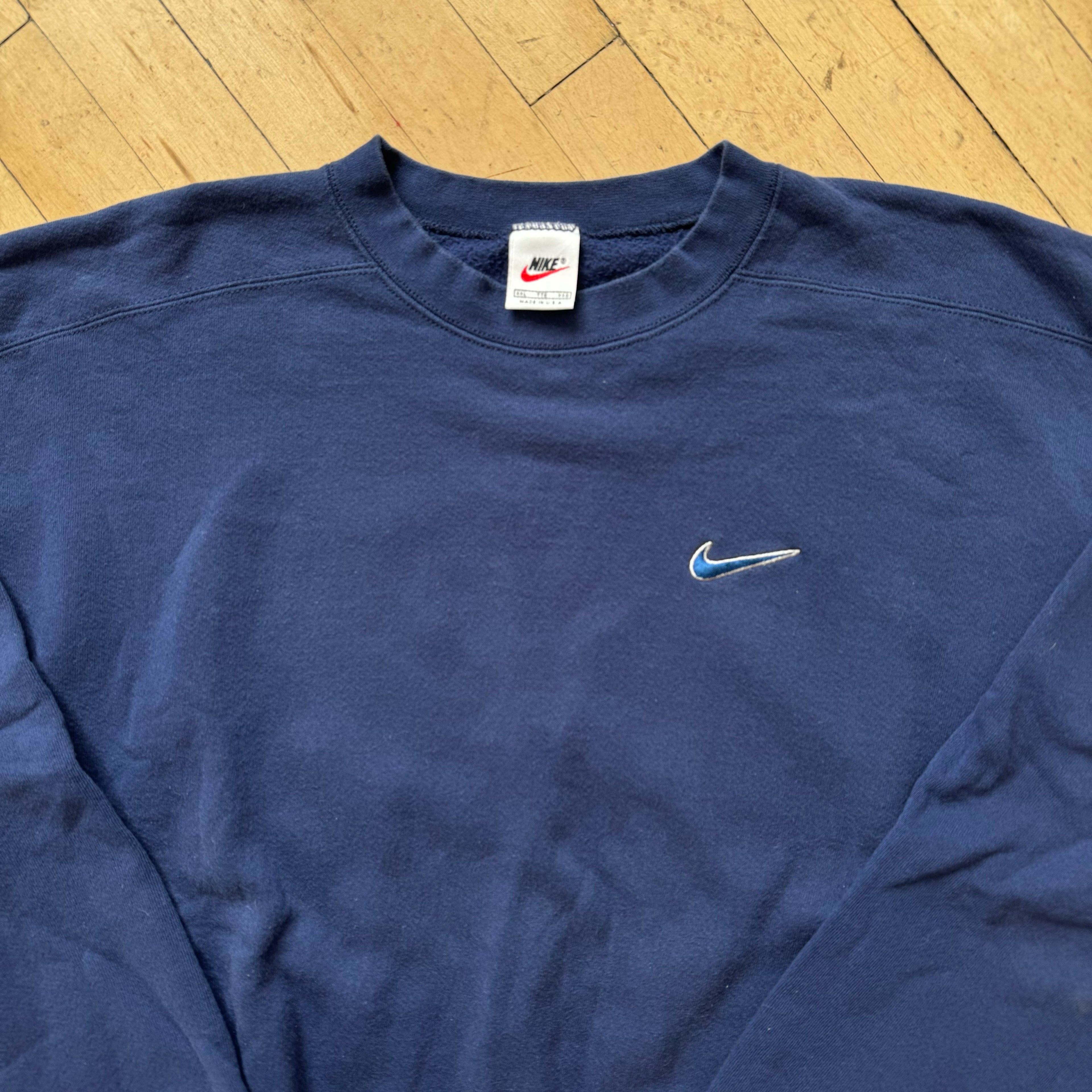 Vintage Navy Nike Simple Swoosh Crewneck Sz XXL