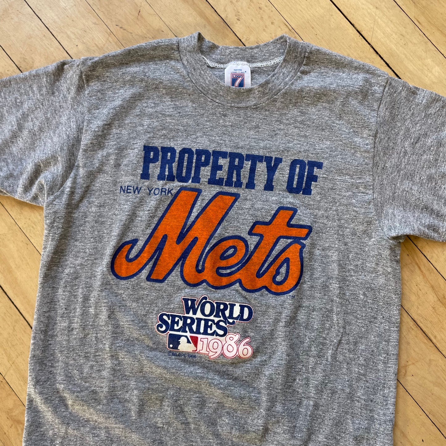 1986 Logo 7 World Series NY Mets T-shirt Sz M