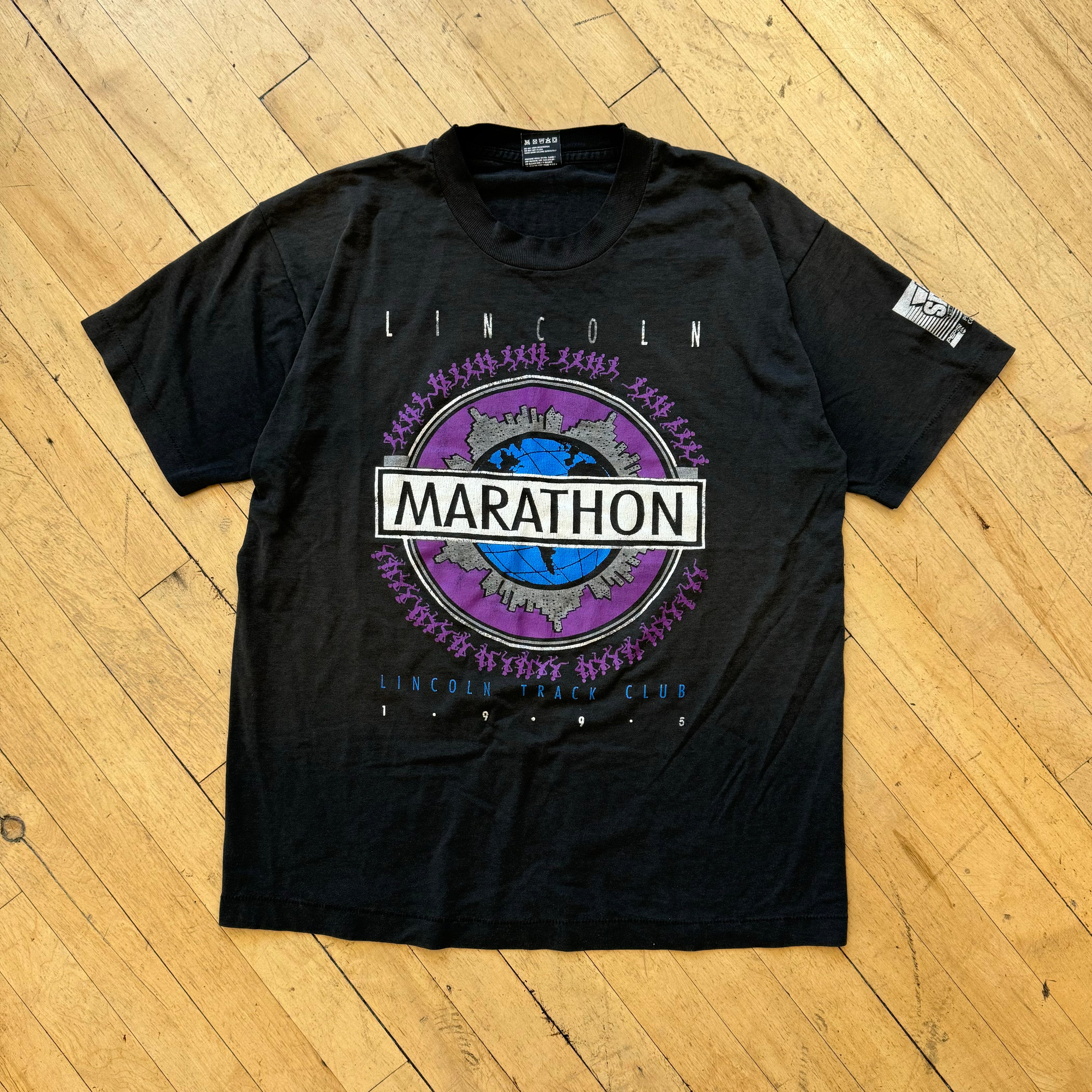 Vintage Faded Lincoln Marathon T-shirt Sz L