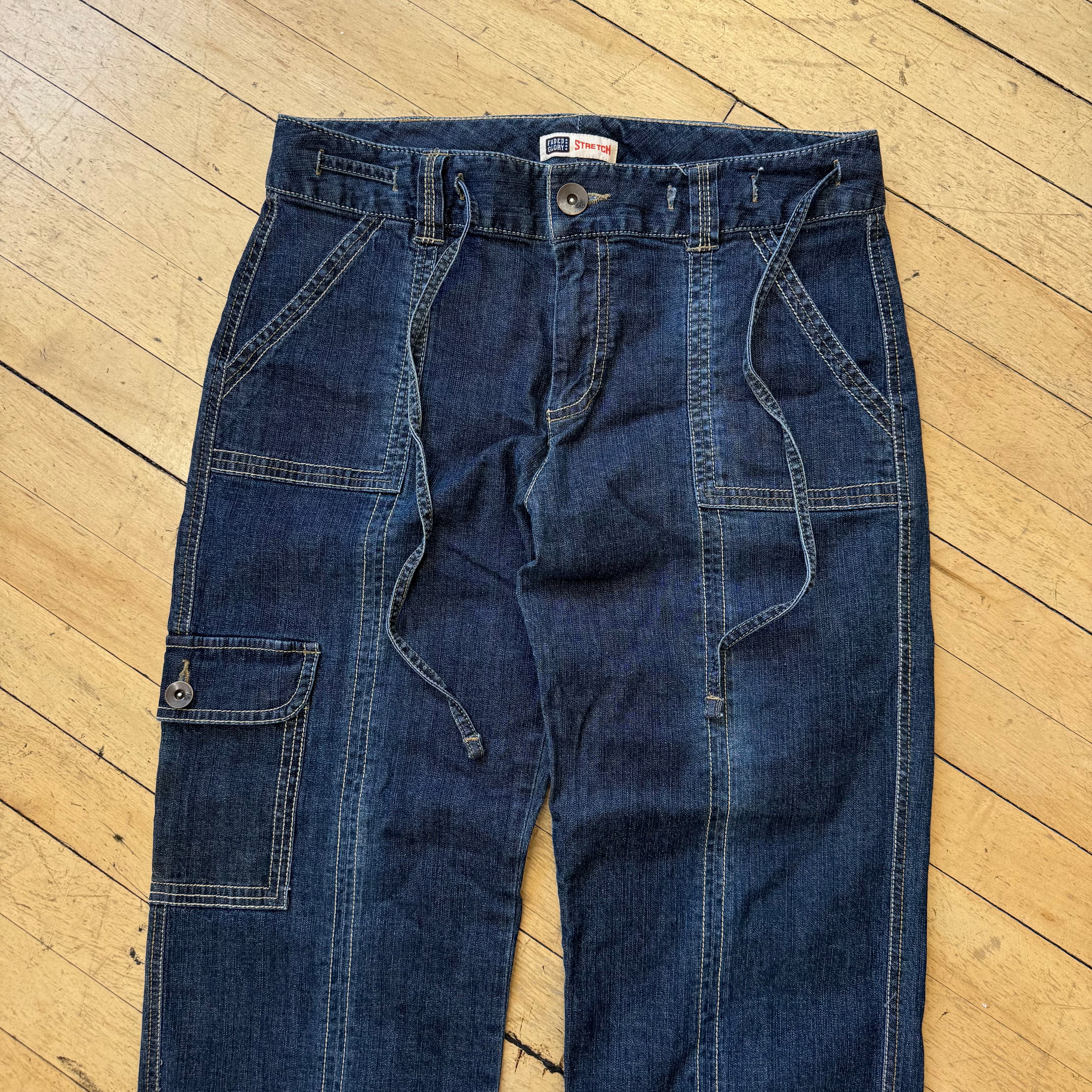 Y2K Women’s Faded Glory Denim Cargo Jeans Sz 4