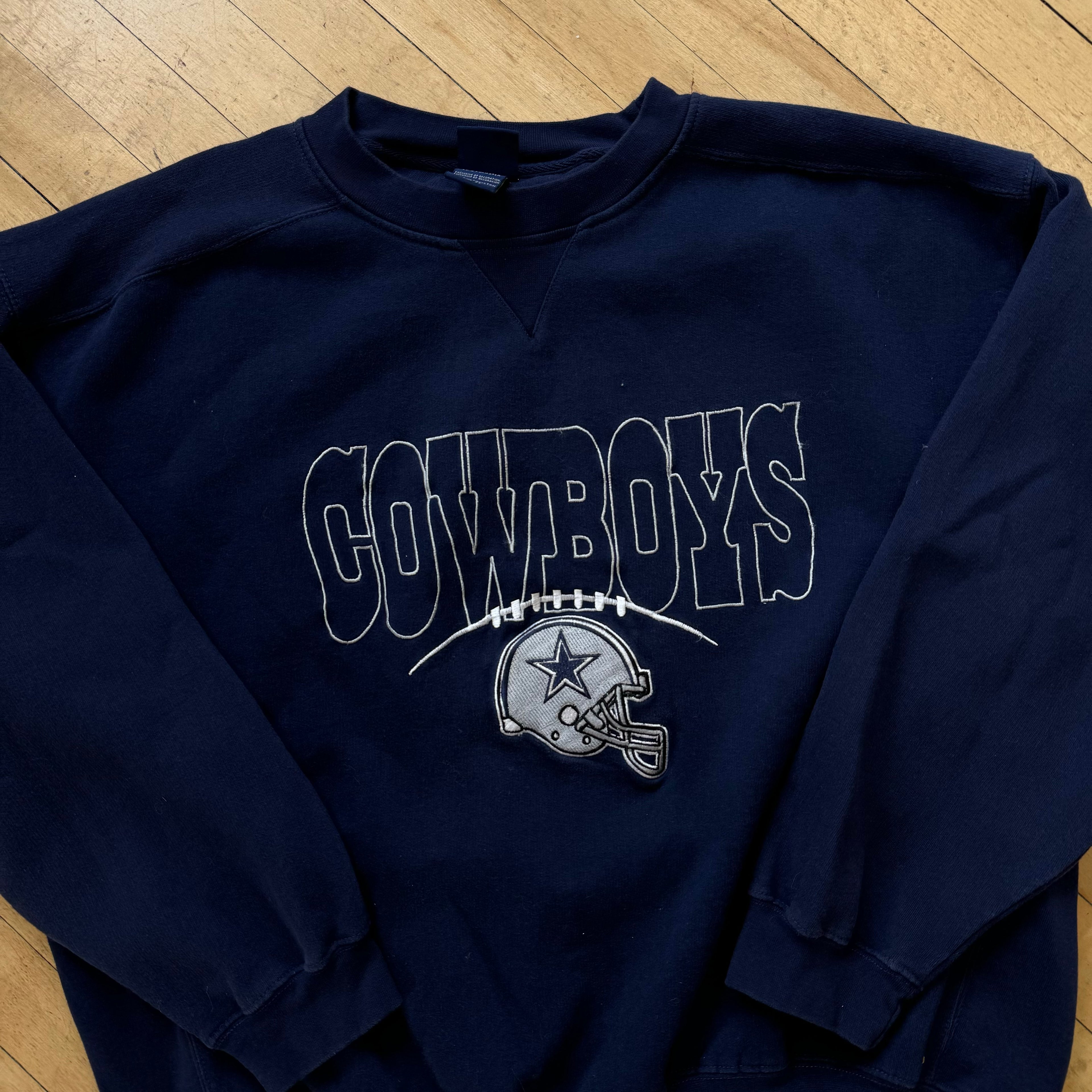 Vintage Cowboys SpellOut Embroidered Crewneck Sz L
