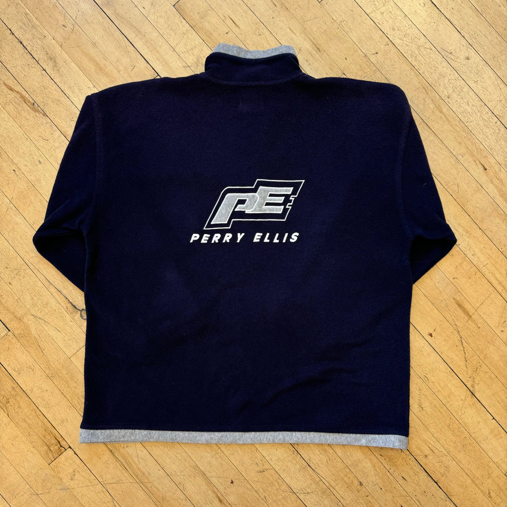 Y2K Perry Ellis Quarter Zip Fleece Jacket Sz XL