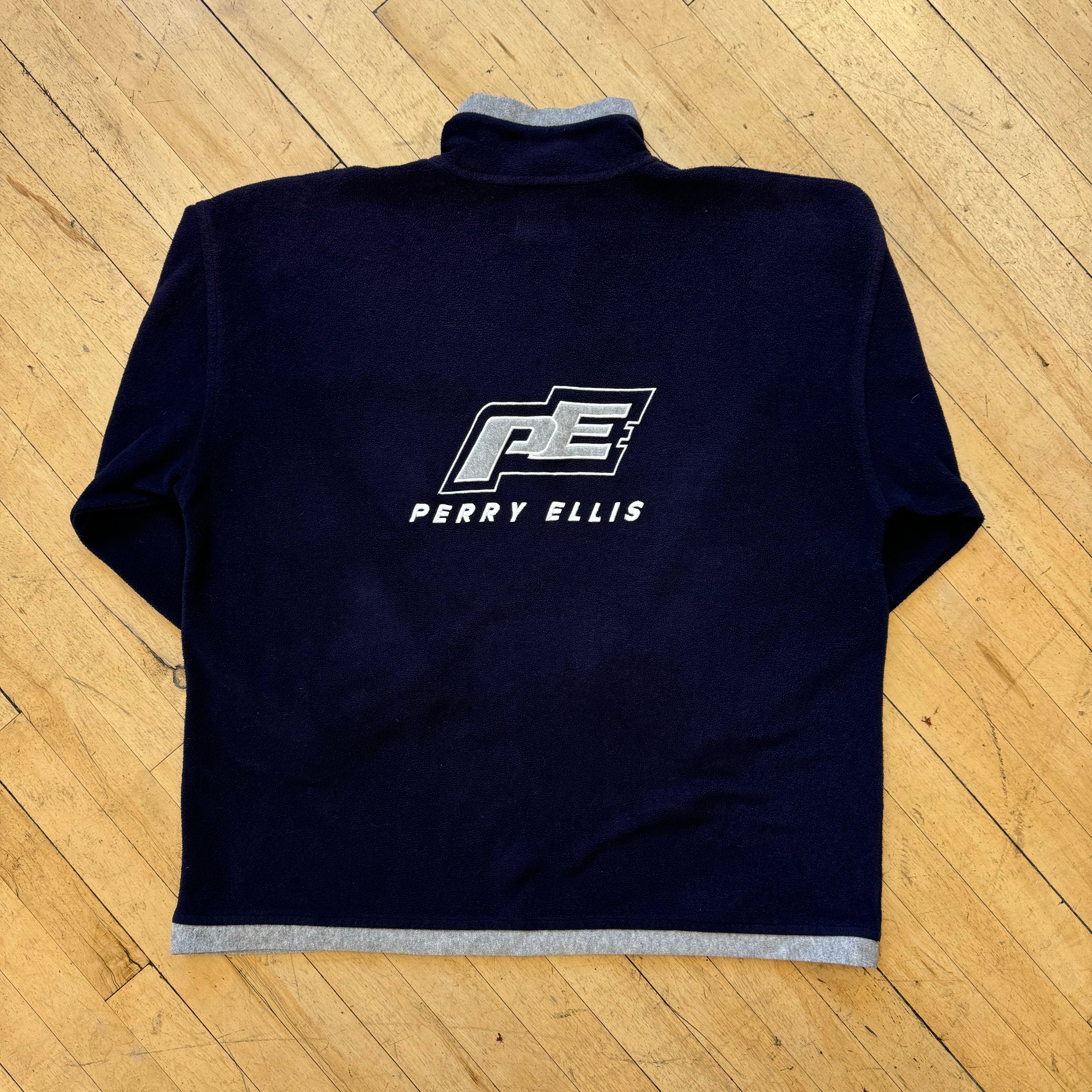 Y2K Perry Ellis Quarter Zip Fleece Jacket Sz XL